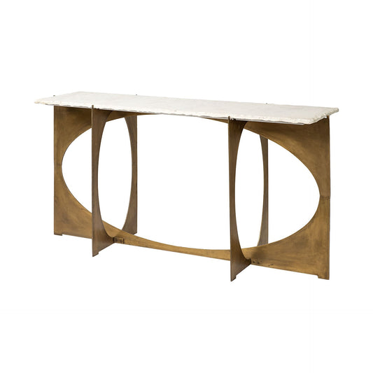 Reinhold Console Table White Marble | Gold Metal - console-tables