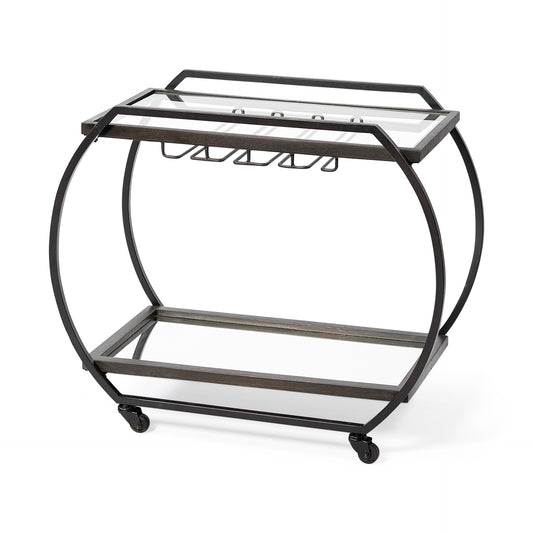Chriselle Bar Cart Black Metal | Glass - bar-carts