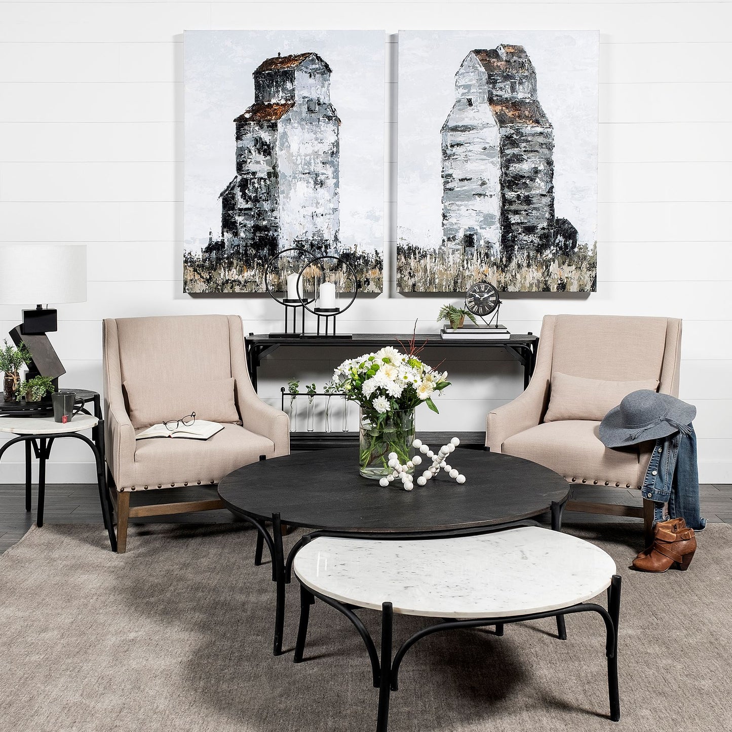 Etienne Coffee Table White Marble | Black Metal - coffee-tables