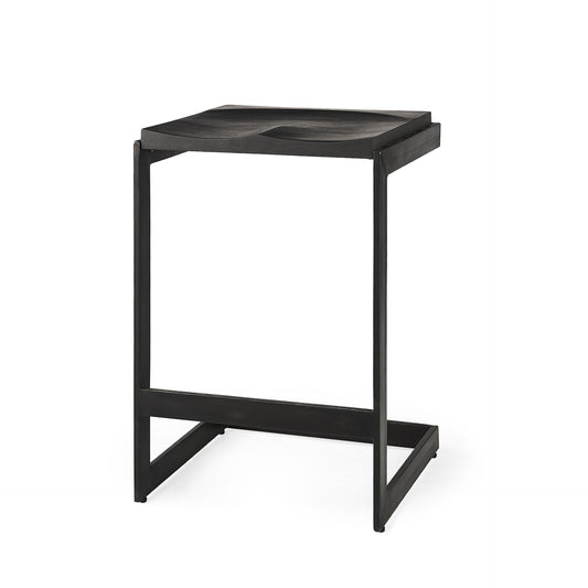 Kiran Wood Seat Bar Counter Stool Black Wood | Black Metal | Counter - bar-stools