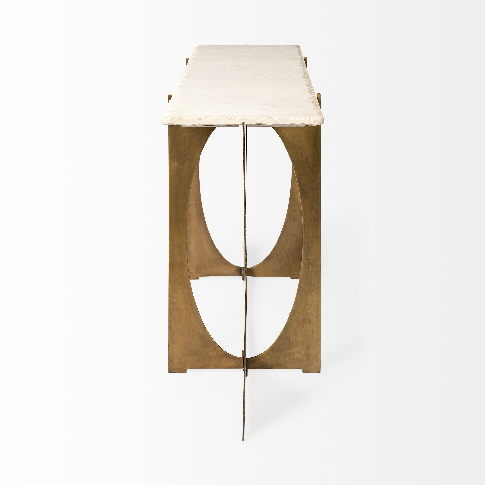 Reinhold Console Table White Marble | Gold Metal - console-tables