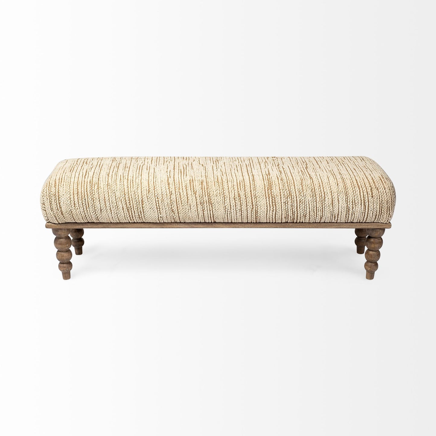 Alder Rectangle Bench Cream Fabric | Brown Wood - benches