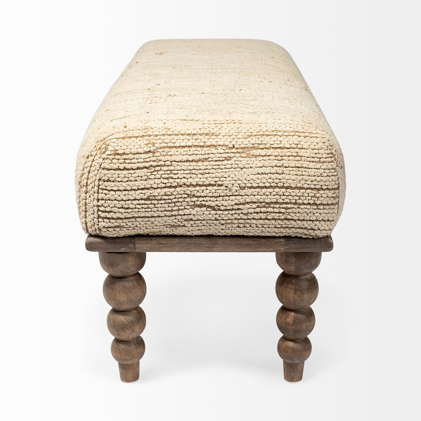 Alder Rectangle Bench Cream Fabric | Brown Wood - benches
