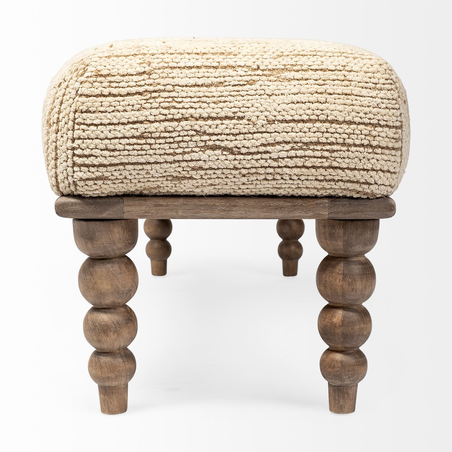 Alder Rectangle Bench Cream Fabric | Brown Wood - benches