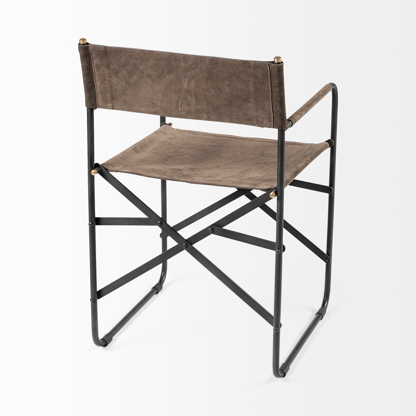 Direttore Dining Chair Brown Seude (Gray Tones) | Black Metal - dining-chairs