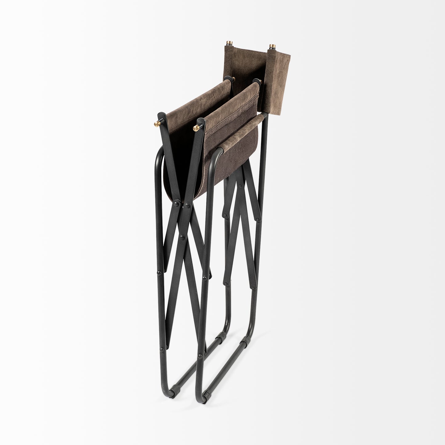 Direttore Dining Chair Brown Seude (Gray Tones) | Black Metal - dining-chairs