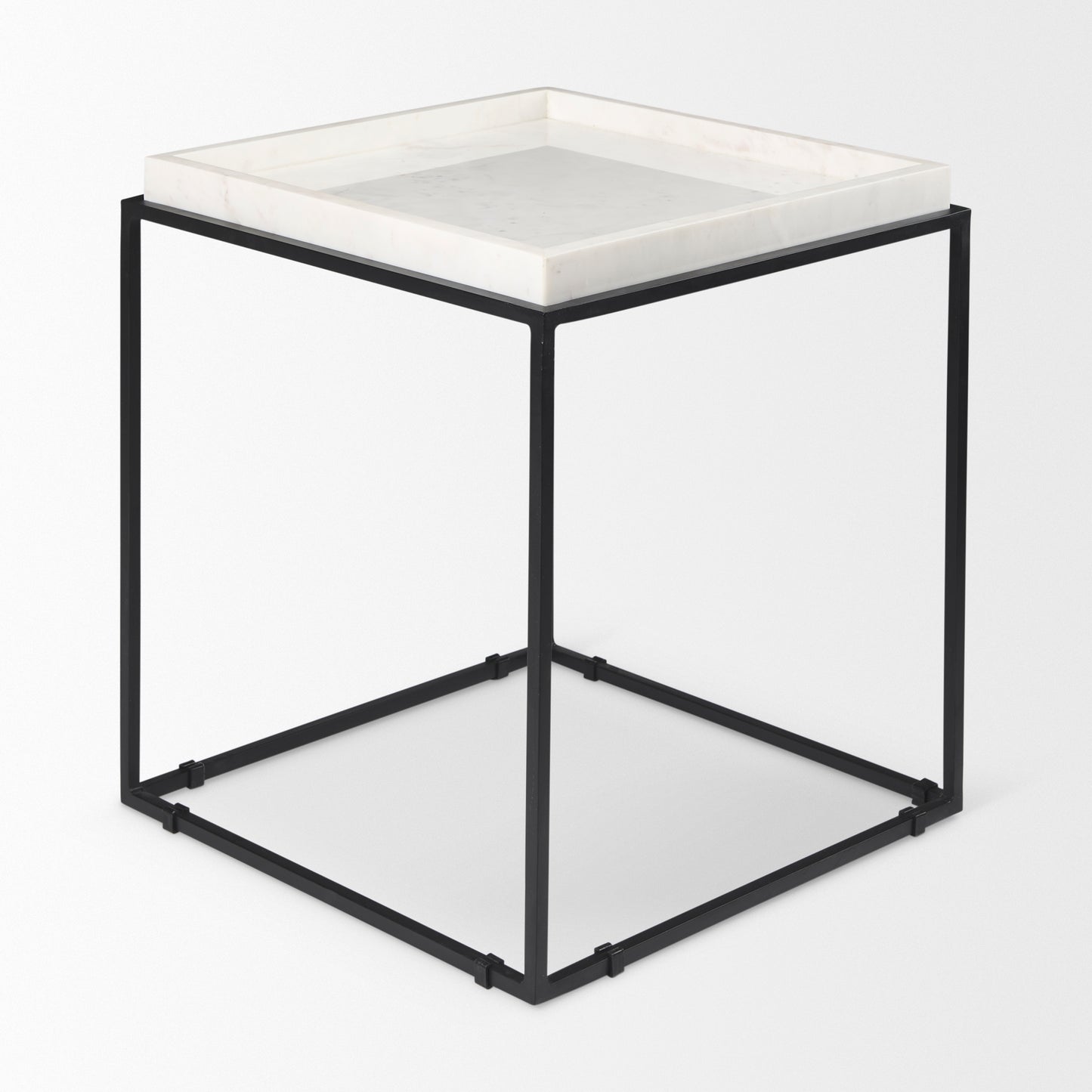 Nathan End Side Table White Marble | Black Metal - end-and-side-tables