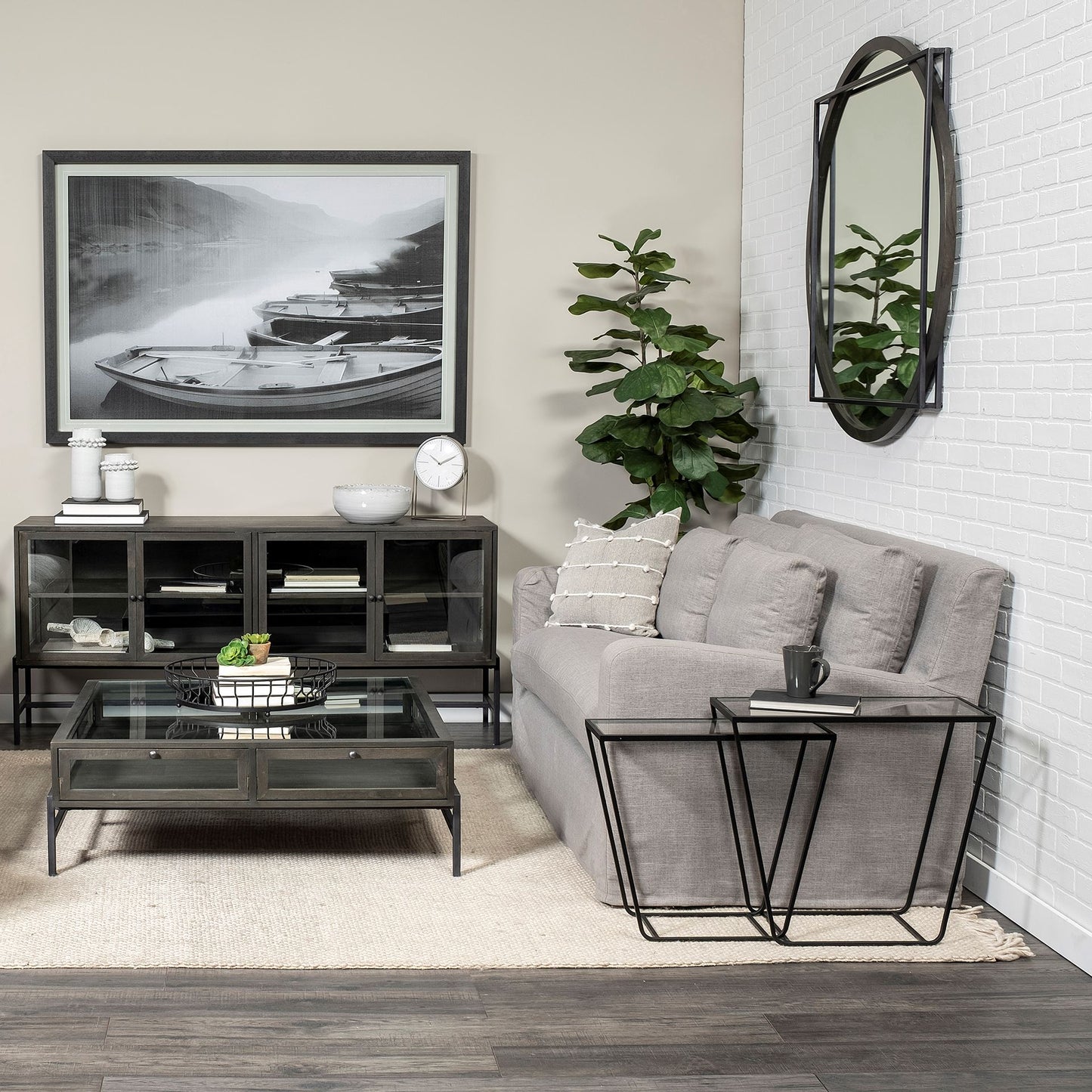 Arya Accent Table Glass | Black Iron - accent-tables