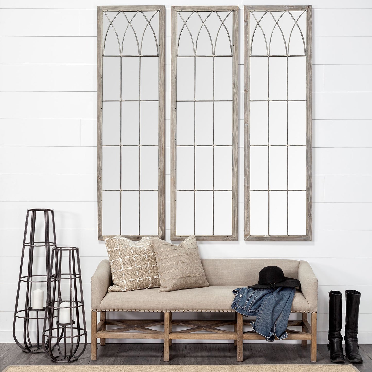 Bergen Bench Beige Fabric | Wood - benches