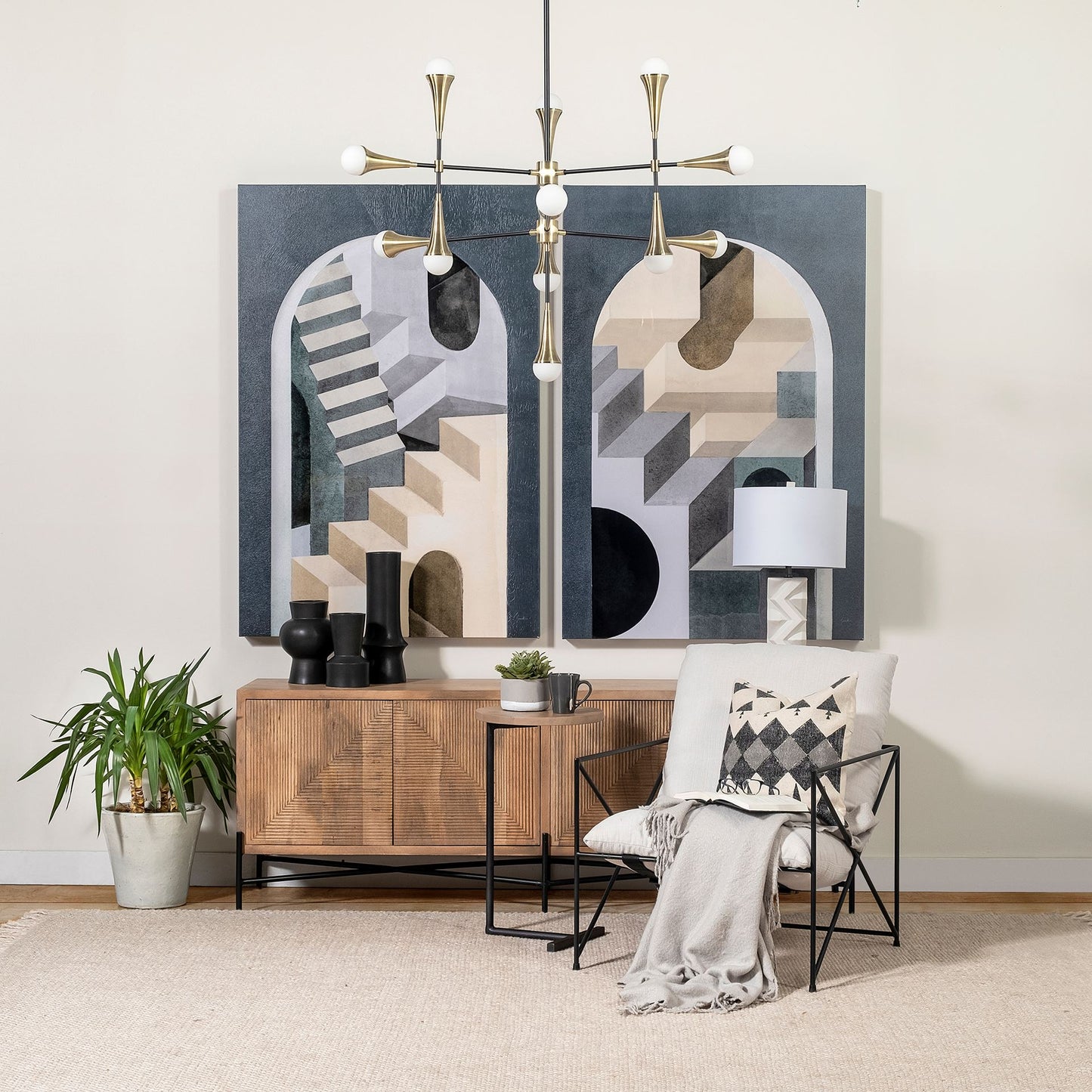 Leonidas Accent Chair Cream Fabric | Black Metal - accent-chairs
