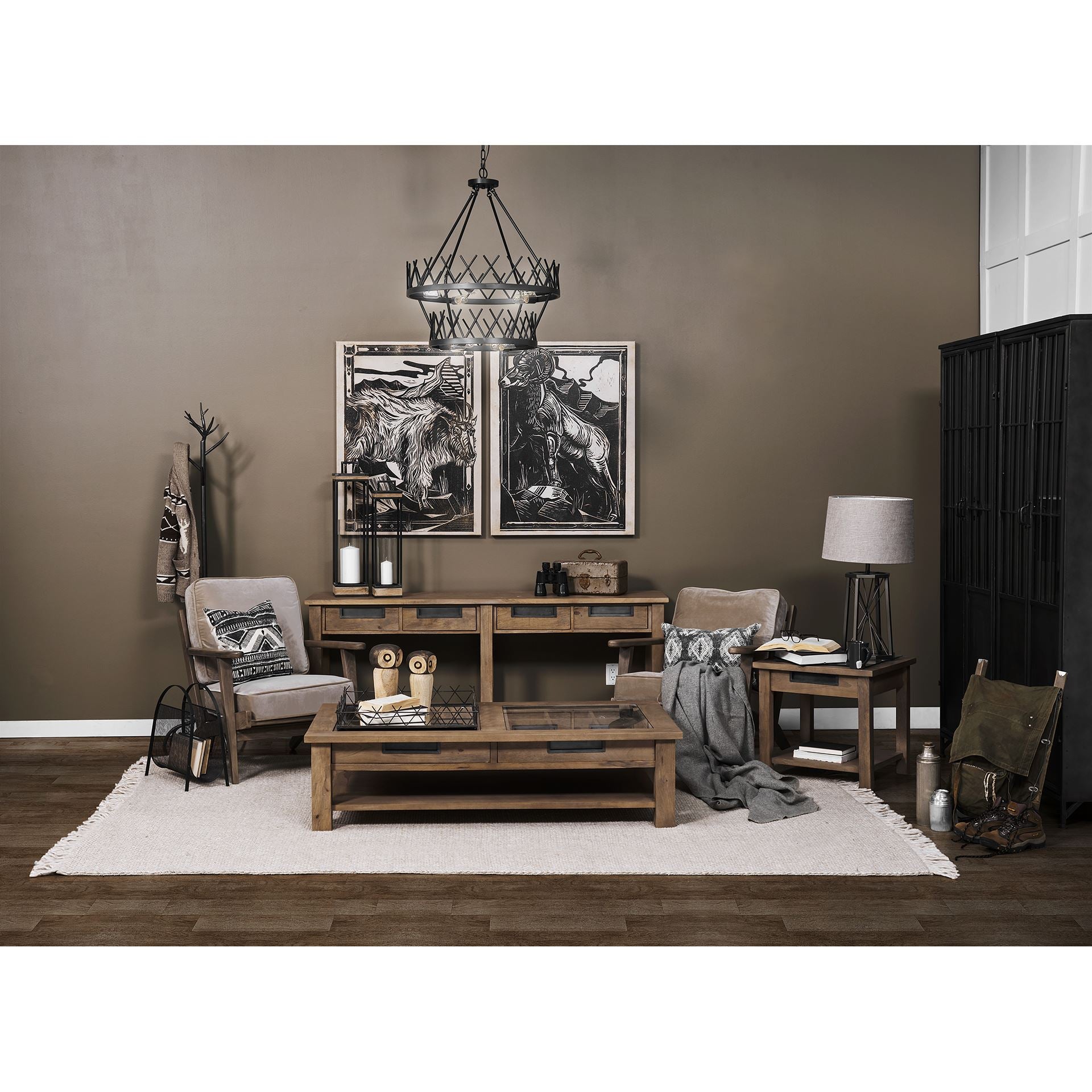 Raen Table Lamp Gray Metal | Beige Shade - table-lamps