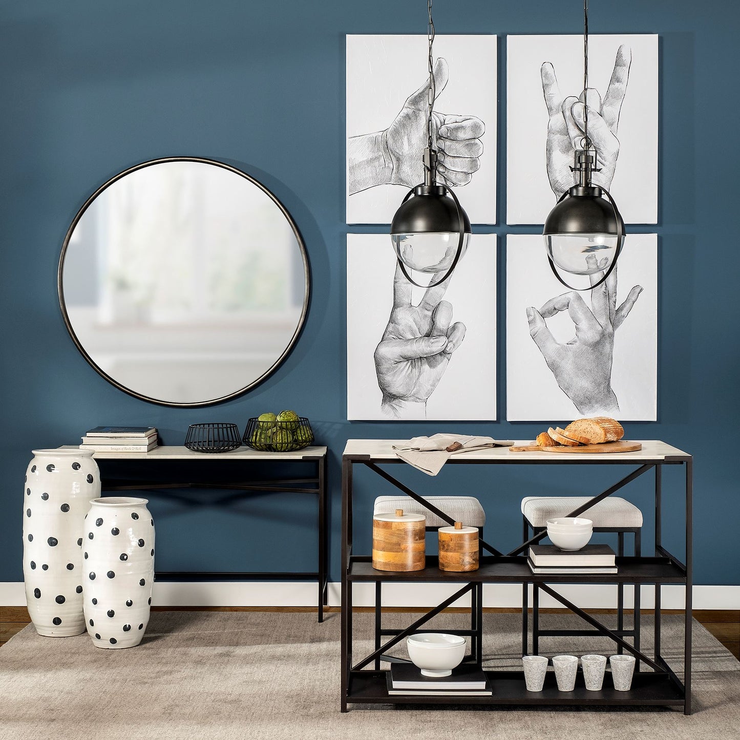 Leighton Pendant Light Black Metal | Glass Globe - pendant-light
