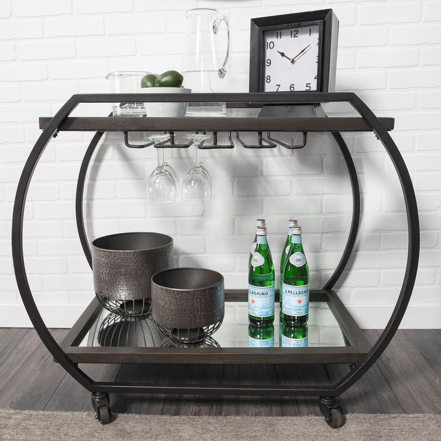 Chriselle Bar Cart Black Metal | Glass - bar-carts