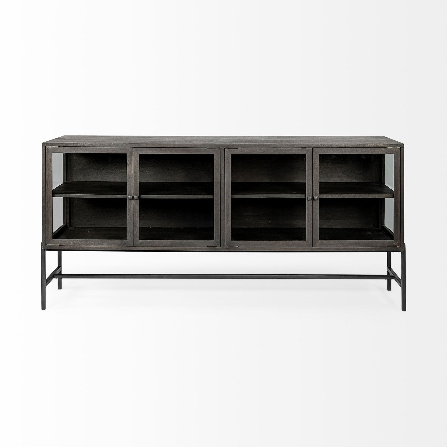 Arelius Sideboard Black-Brown Wood | Black Metal - sideboards-and-buffets
