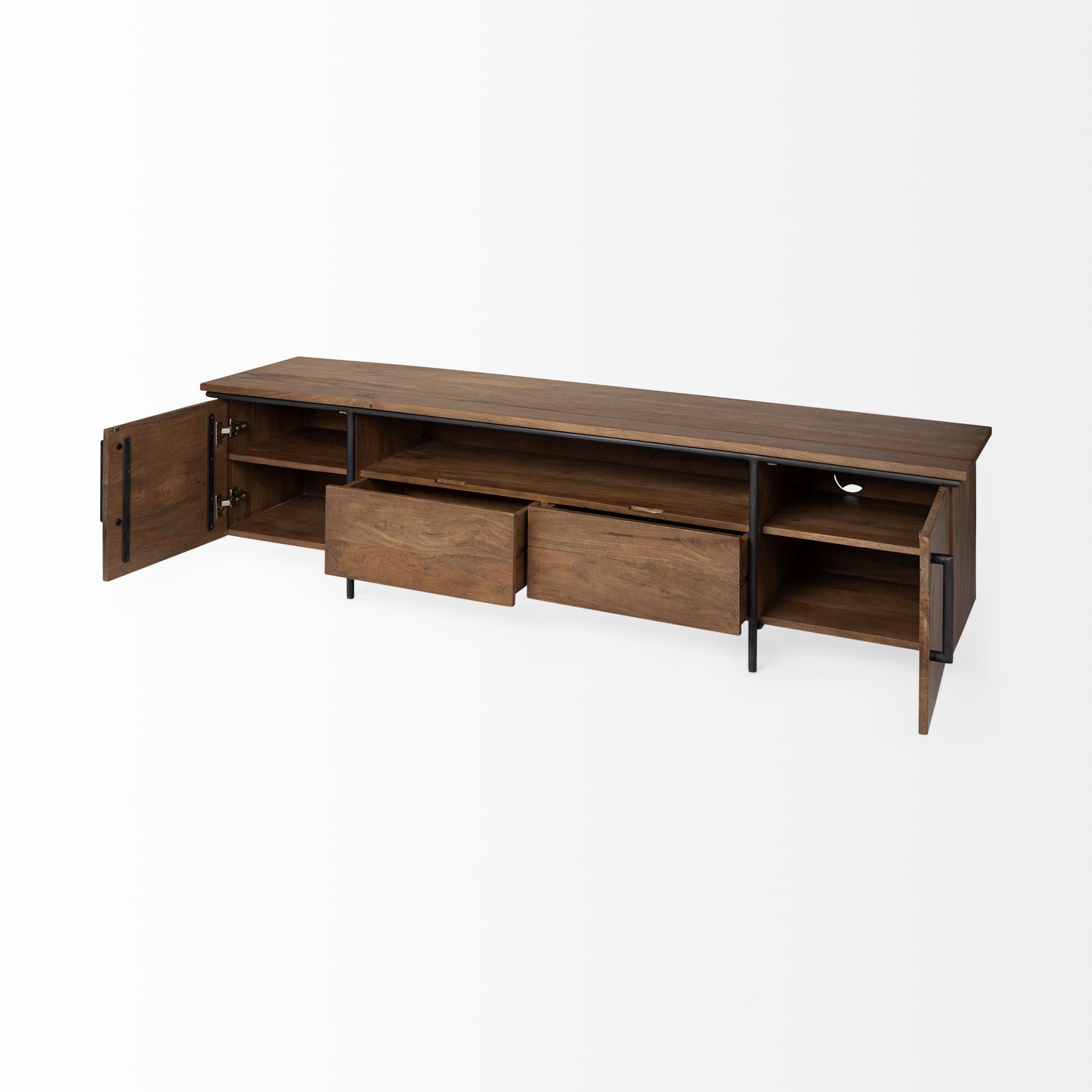 Maddox Media Console Brown Wood | Black Metal - media-console