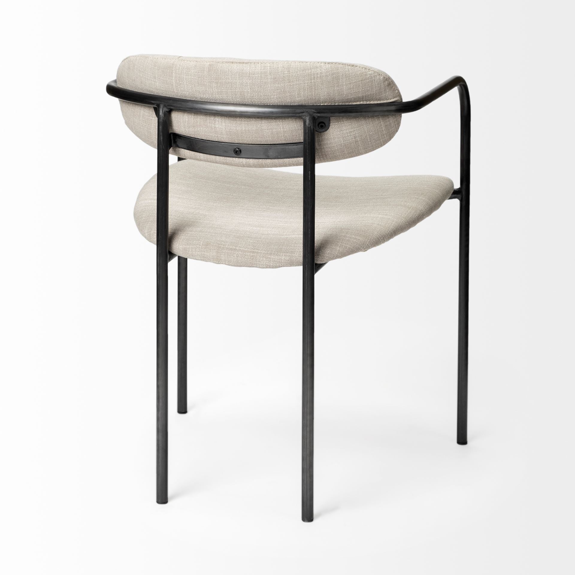 Parker Upholstered Dining Chair Beige Fabric | Gray Metal - dining-chairs