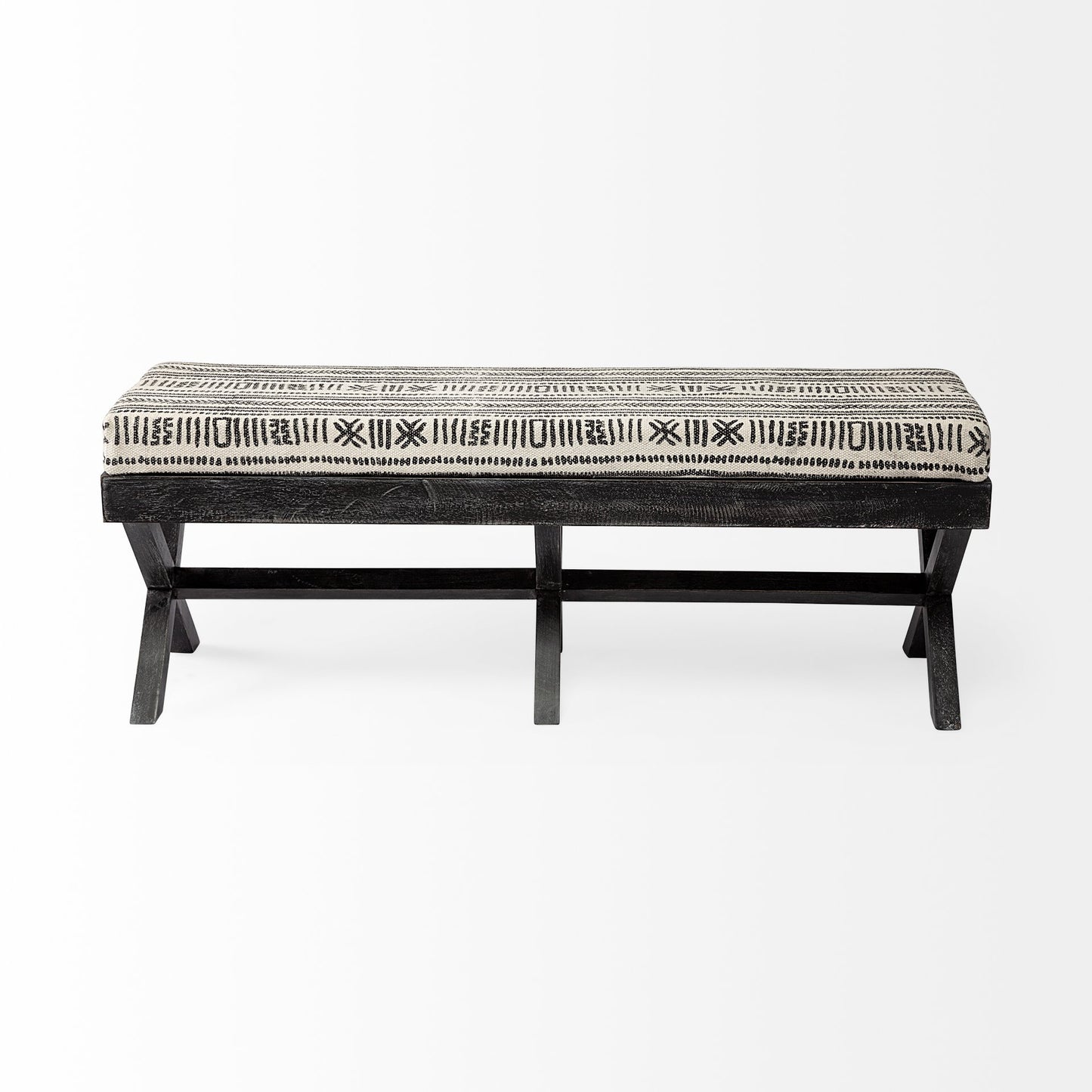 Solis Bench Black/Cream Fabric | Black Wood - benches