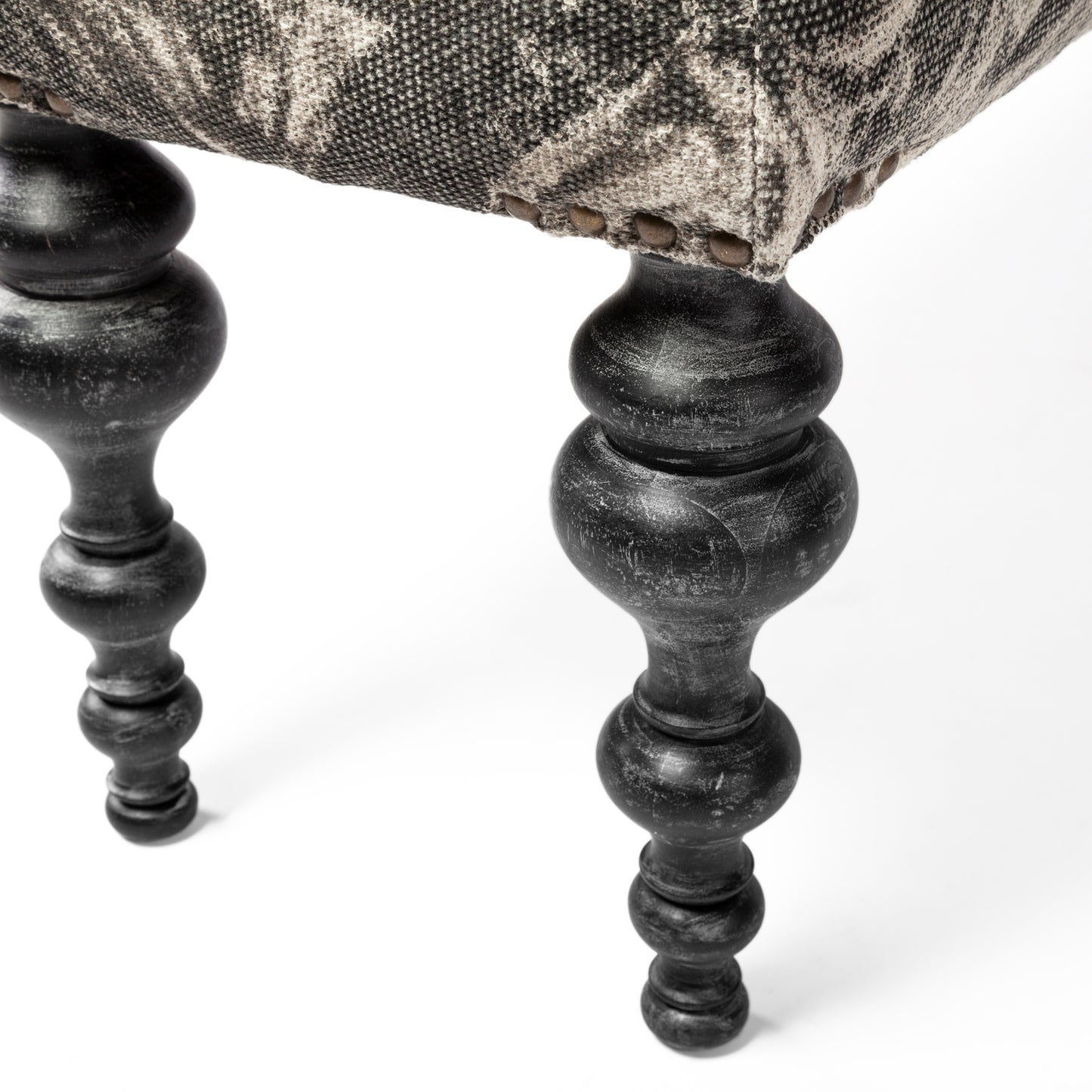 Alhambra 55L x 14W Upholstered Gray Seat W/Black Wood Legs Accent Bench