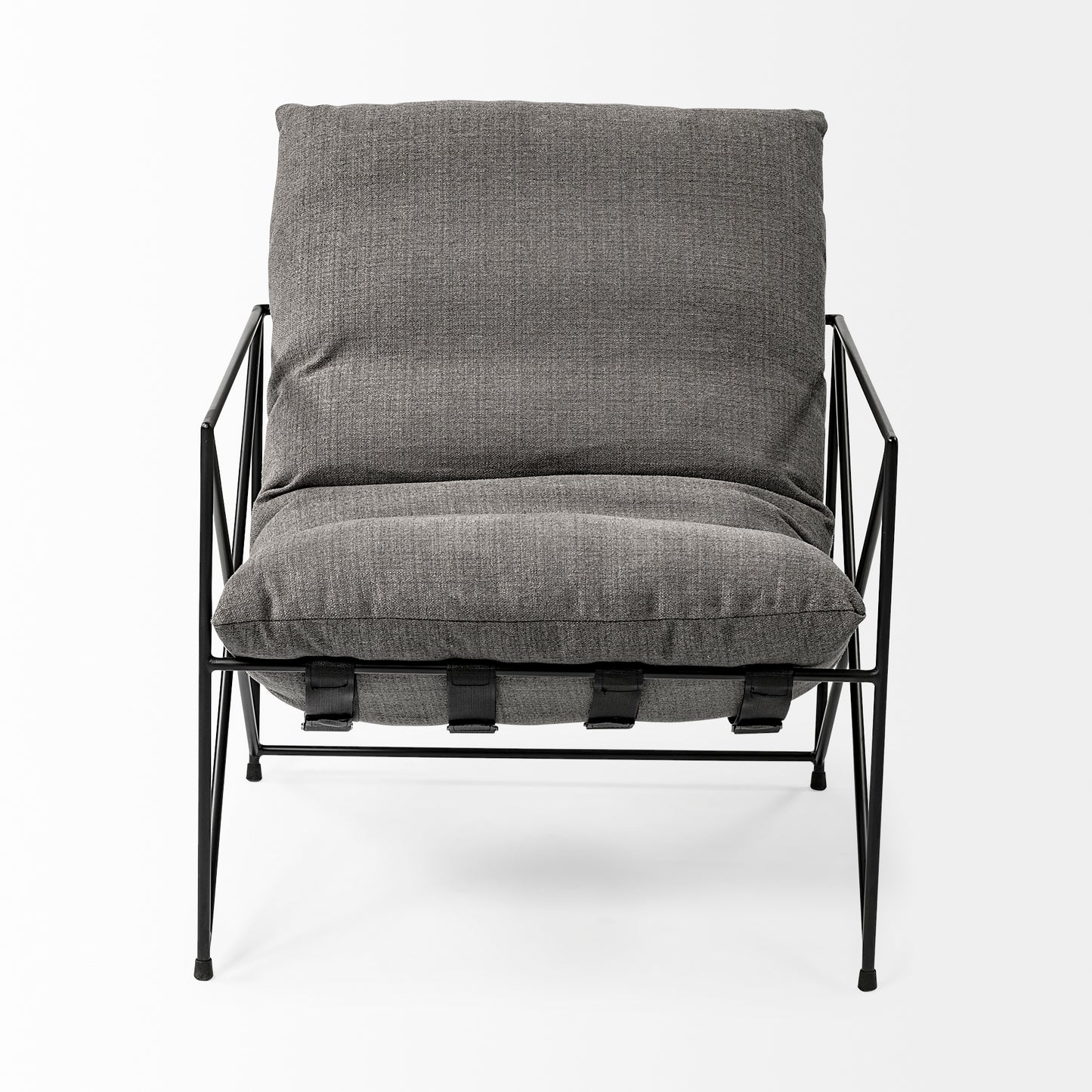 Leonidas Upholstered Accent Chair Gray Fabric | Black Metal - accent-chairs