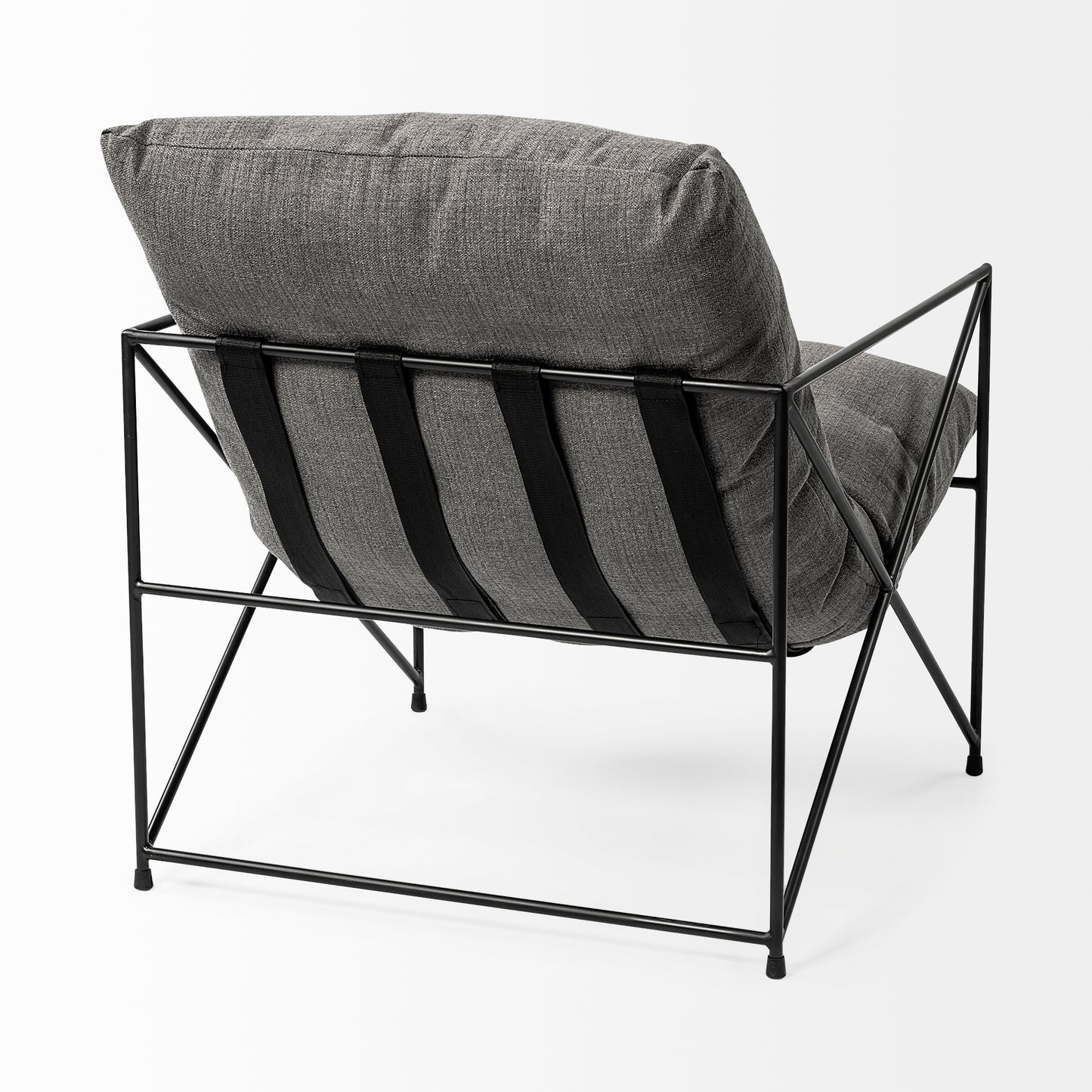 Leonidas Upholstered Accent Chair Gray Fabric | Black Metal - accent-chairs