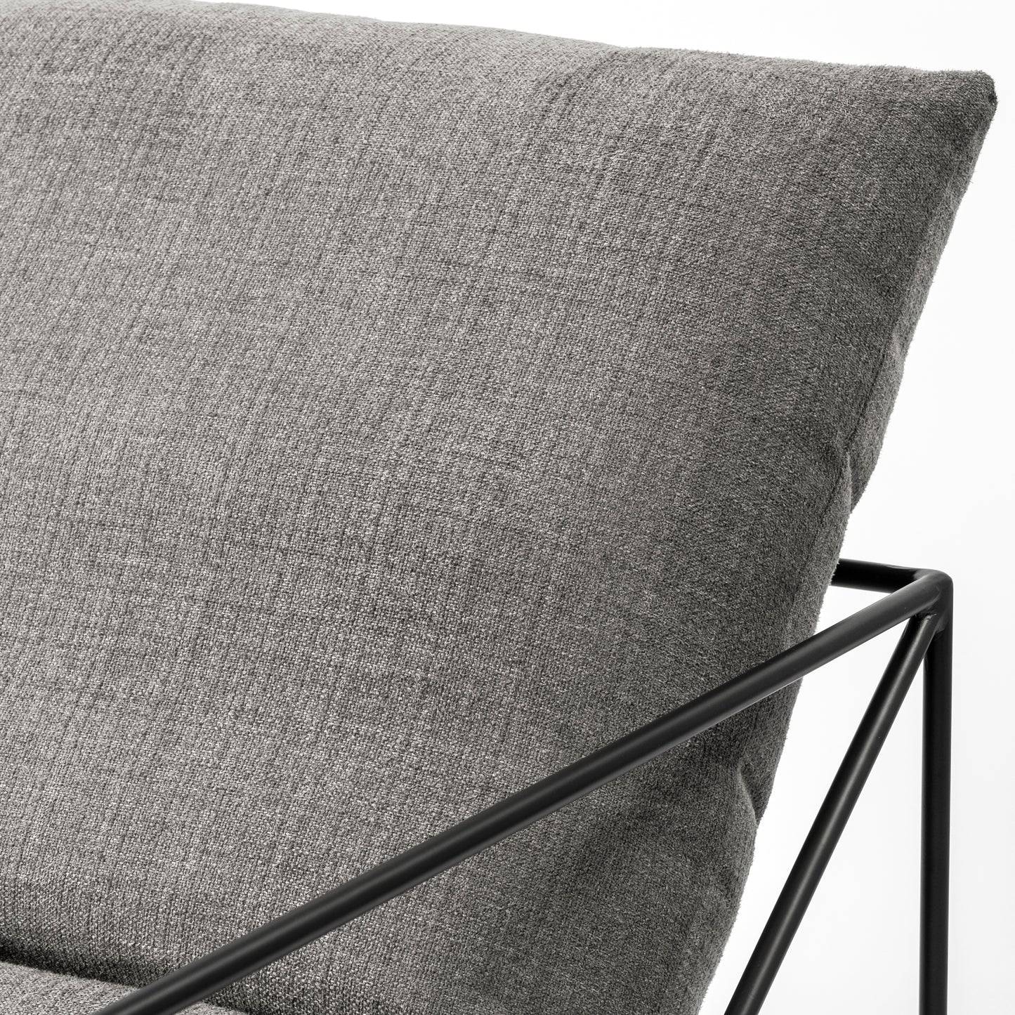 Leonidas Upholstered Accent Chair Gray Fabric | Black Metal - accent-chairs