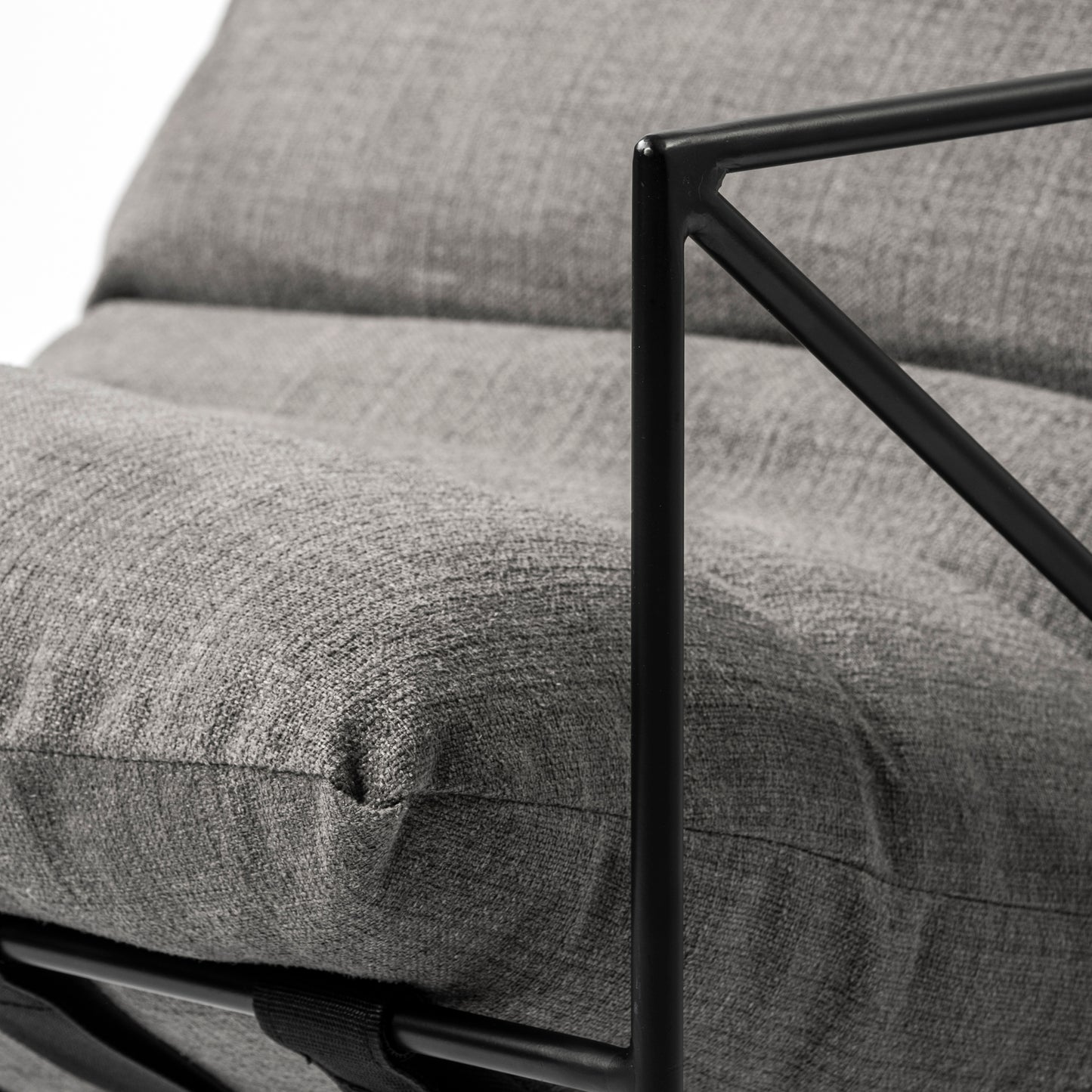 Leonidas Upholstered Accent Chair Gray Fabric | Black Metal - accent-chairs
