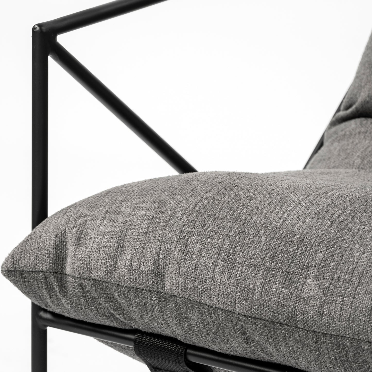 Leonidas Upholstered Accent Chair Gray Fabric | Black Metal - accent-chairs
