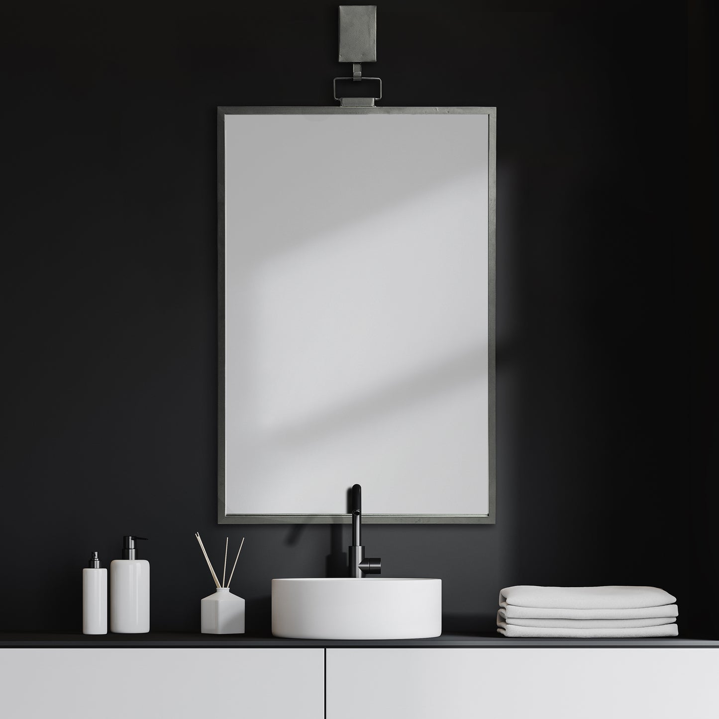Grimm Wall Mirror Gray Metal | Rectangle - wall-mirrors-grouped