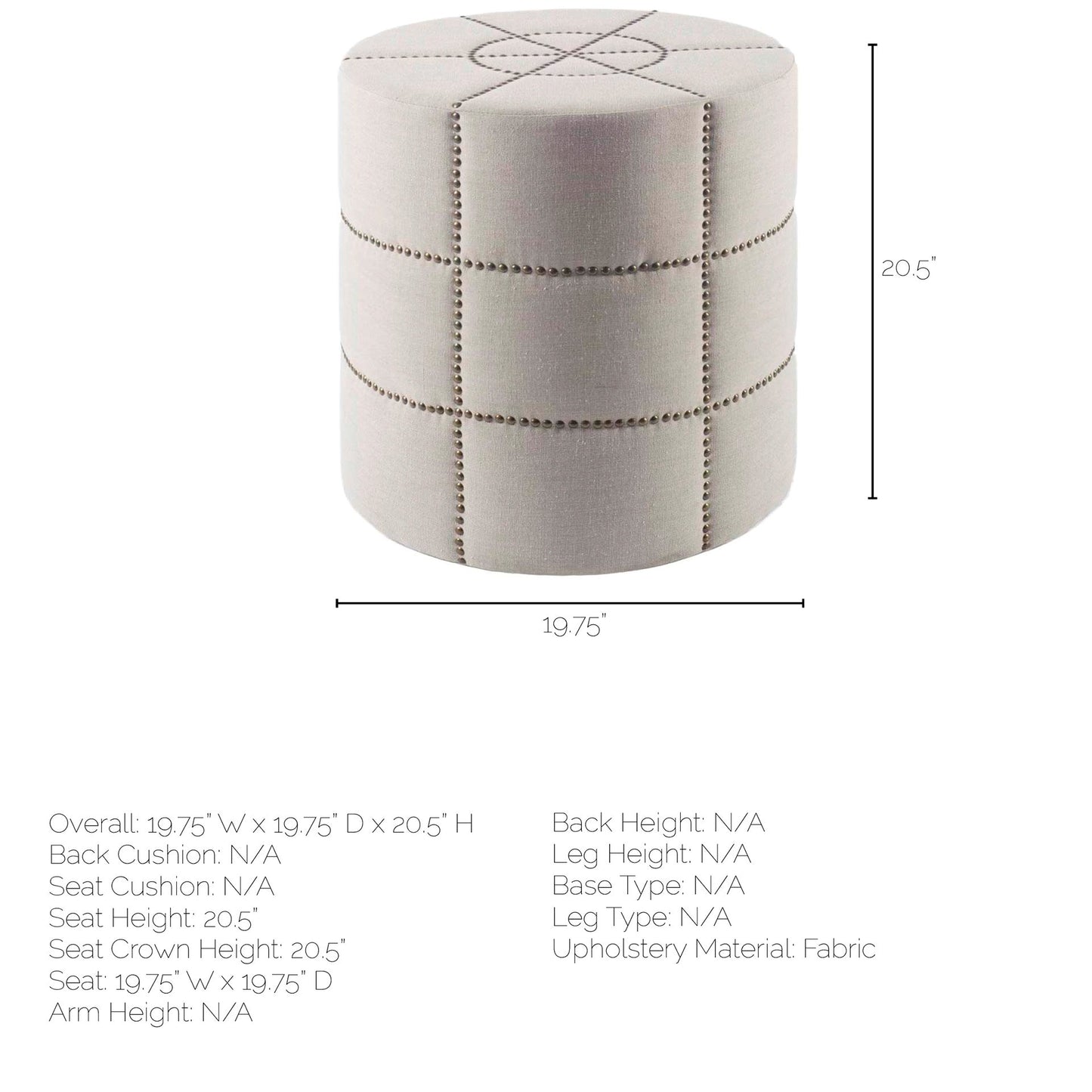 Beacon Ottoman Cream Fabric - ottoman-and-poufs