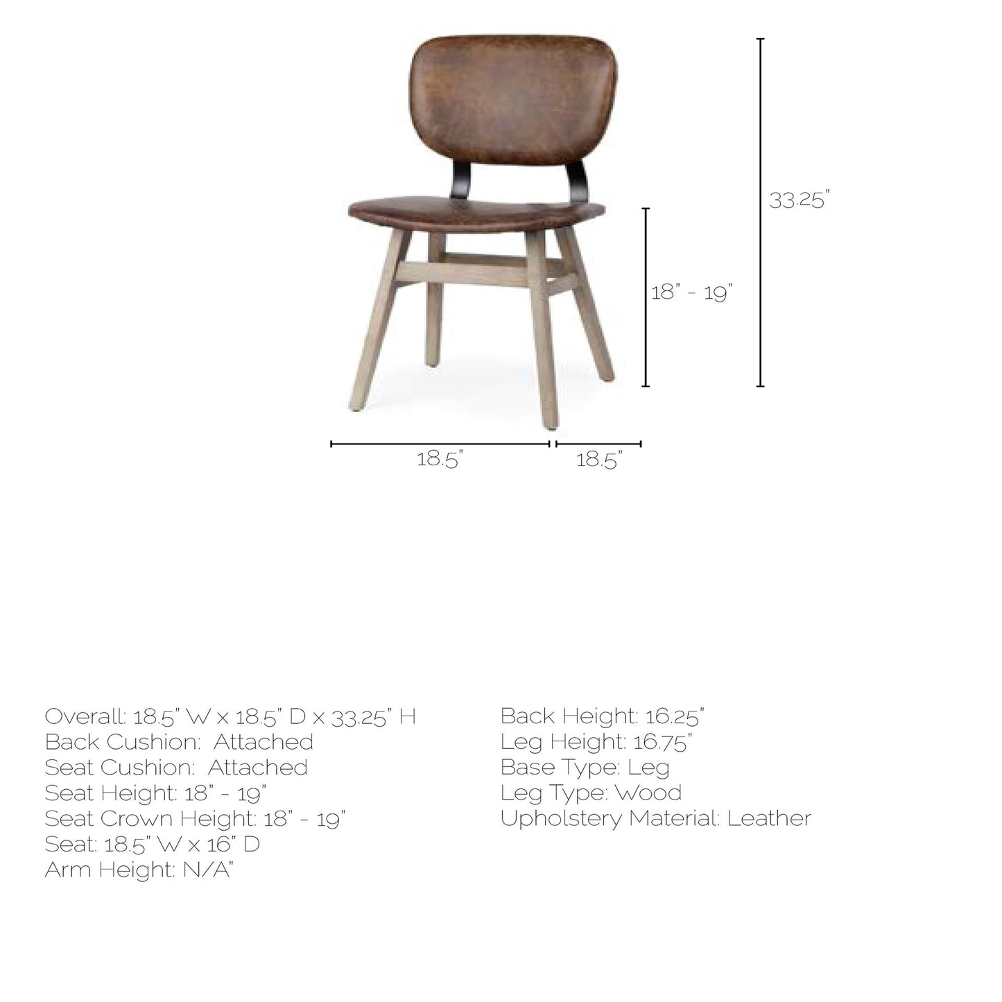 Haden Leather Dining Chair Brown Leather | Brown wood - dining-chairs