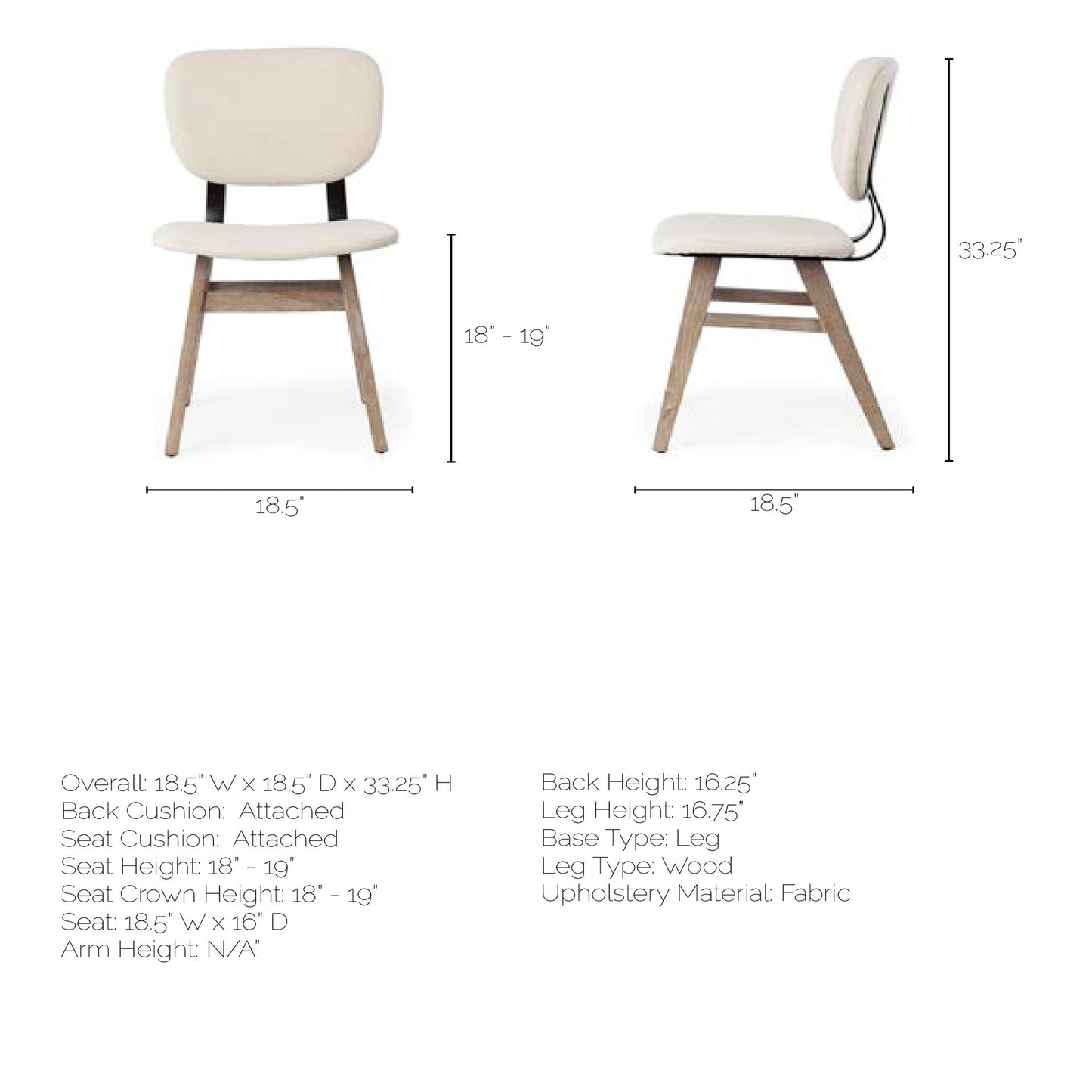 Haden Dining Chair Cream Fabric | Brown Wood - dining-chairs