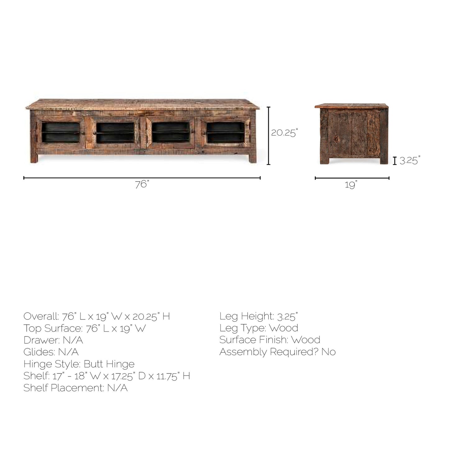 Wilton Media Console Reclaimed Wood | Blackened Metal - media-console