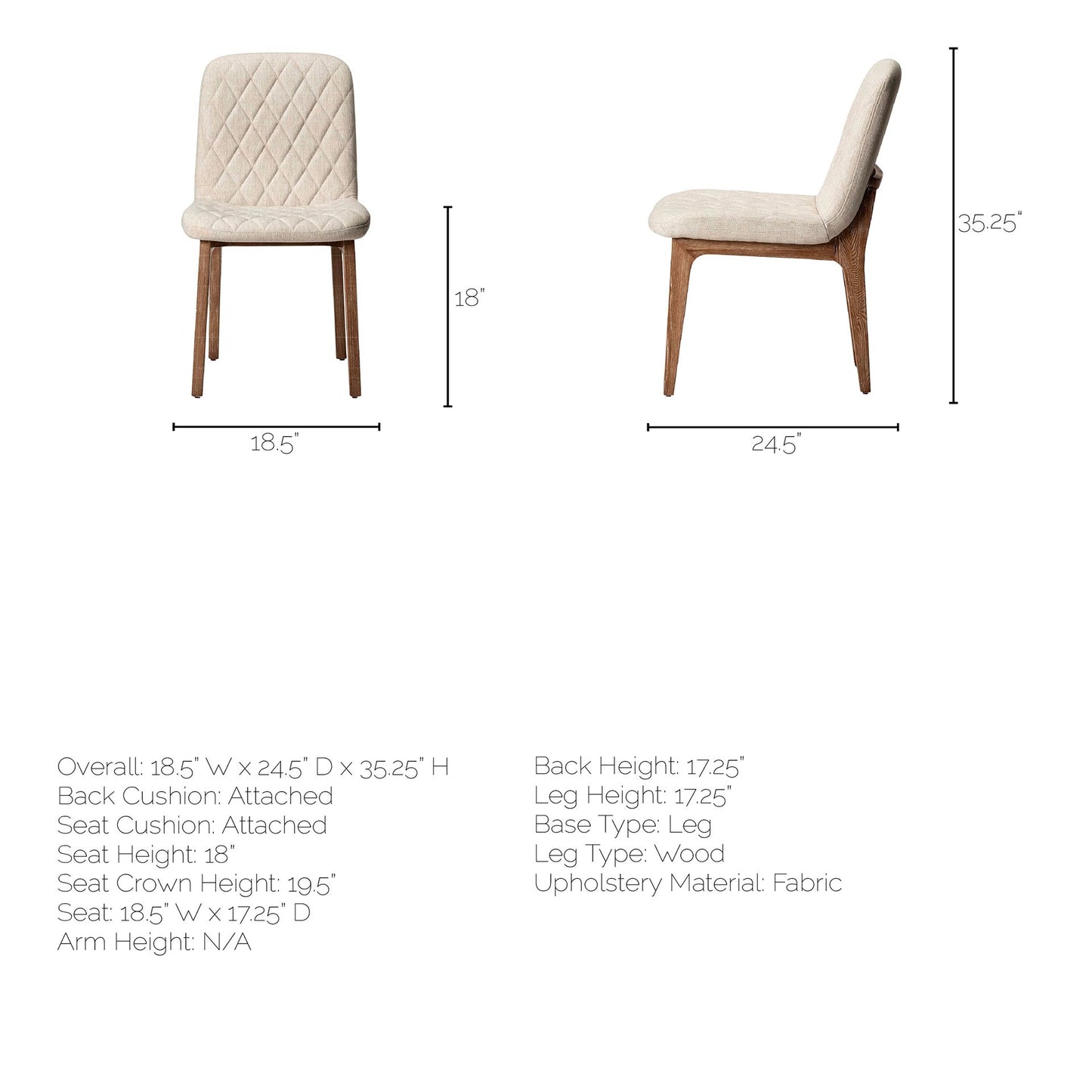 David Dining Chair Cream Fabric | Brown Wood - dining-chairs