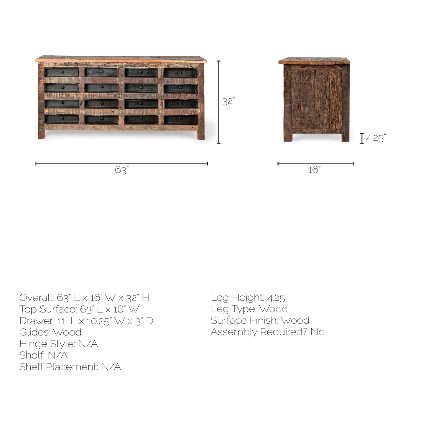 Wilton Sideboard Reclaimed Wood | Blackened Metal - sideboards-and-buffets