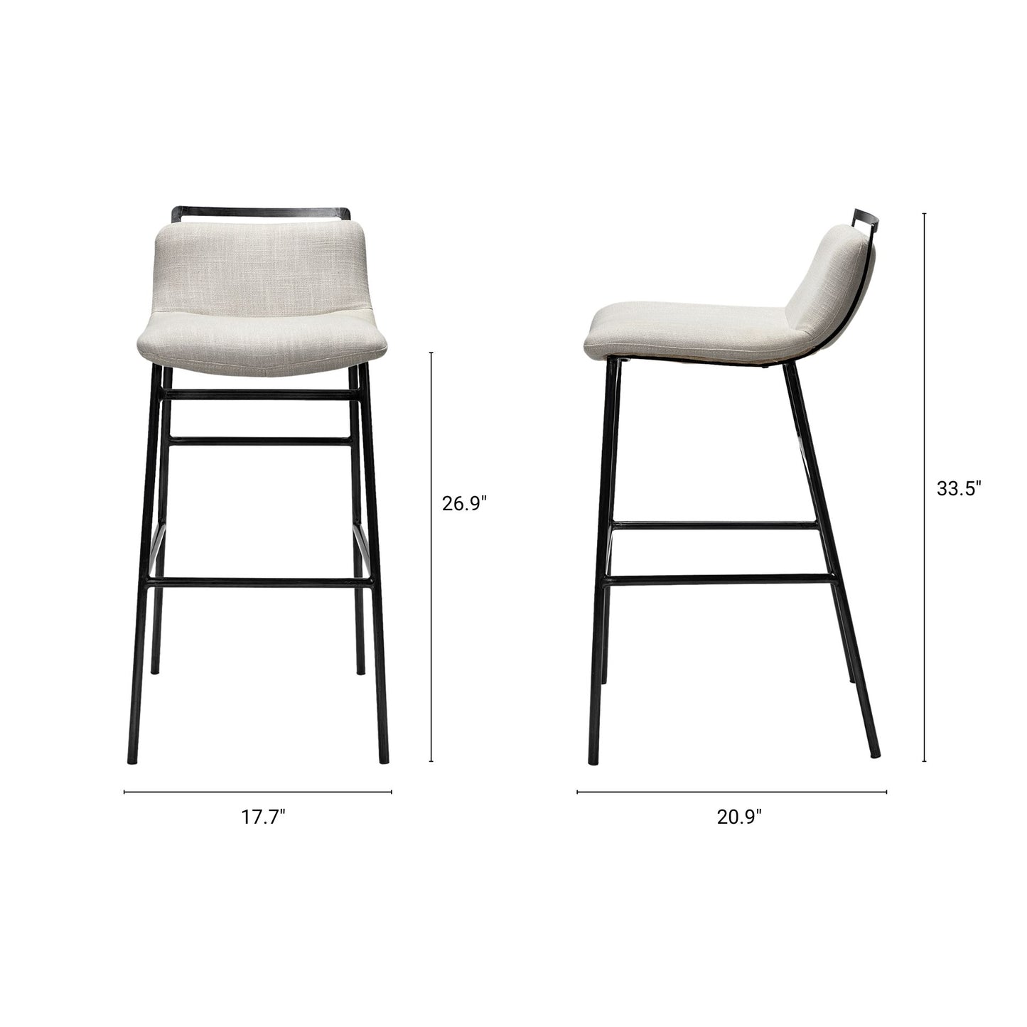 Kavalan Upholstered Seat Bar Counter Stool Beige Fabric | Gray Metal | Counter - bar-stools