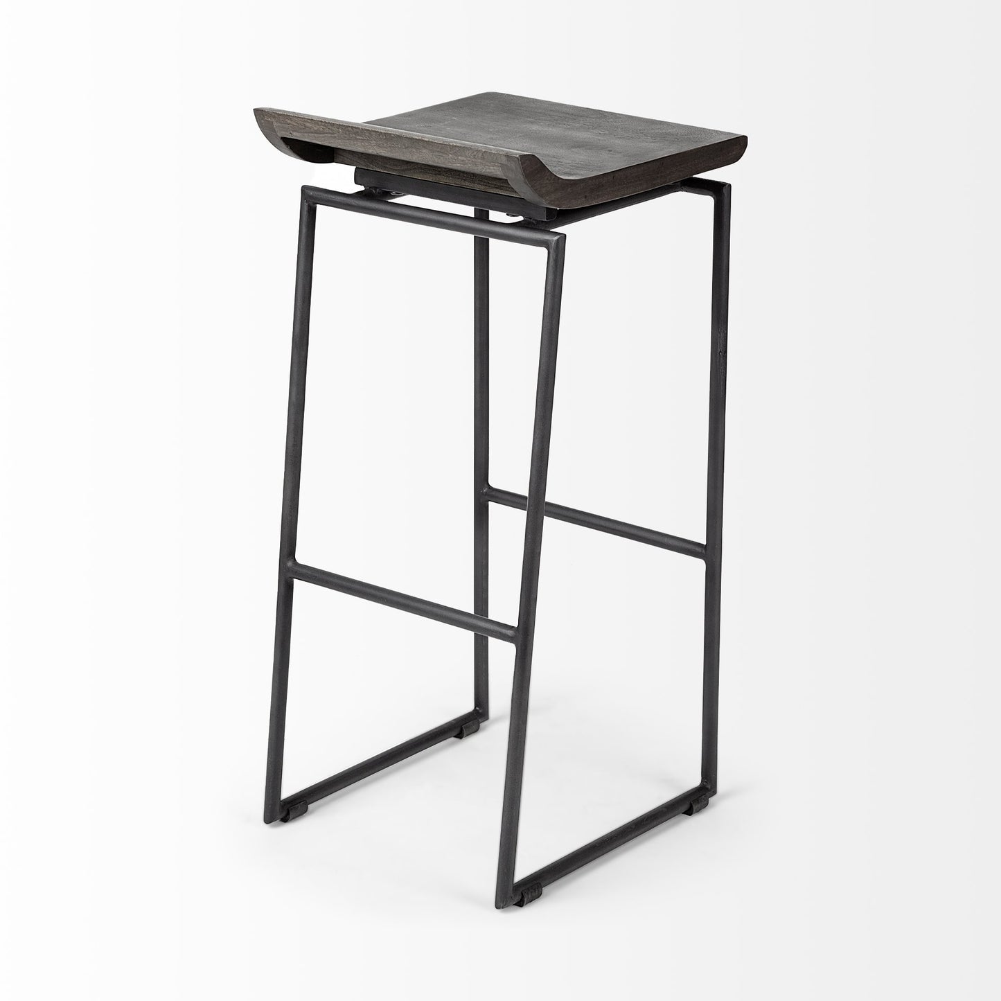 Givens Wood Seat Bar Counter Stool Black Wood | Black Metal | Bar - bar-stools