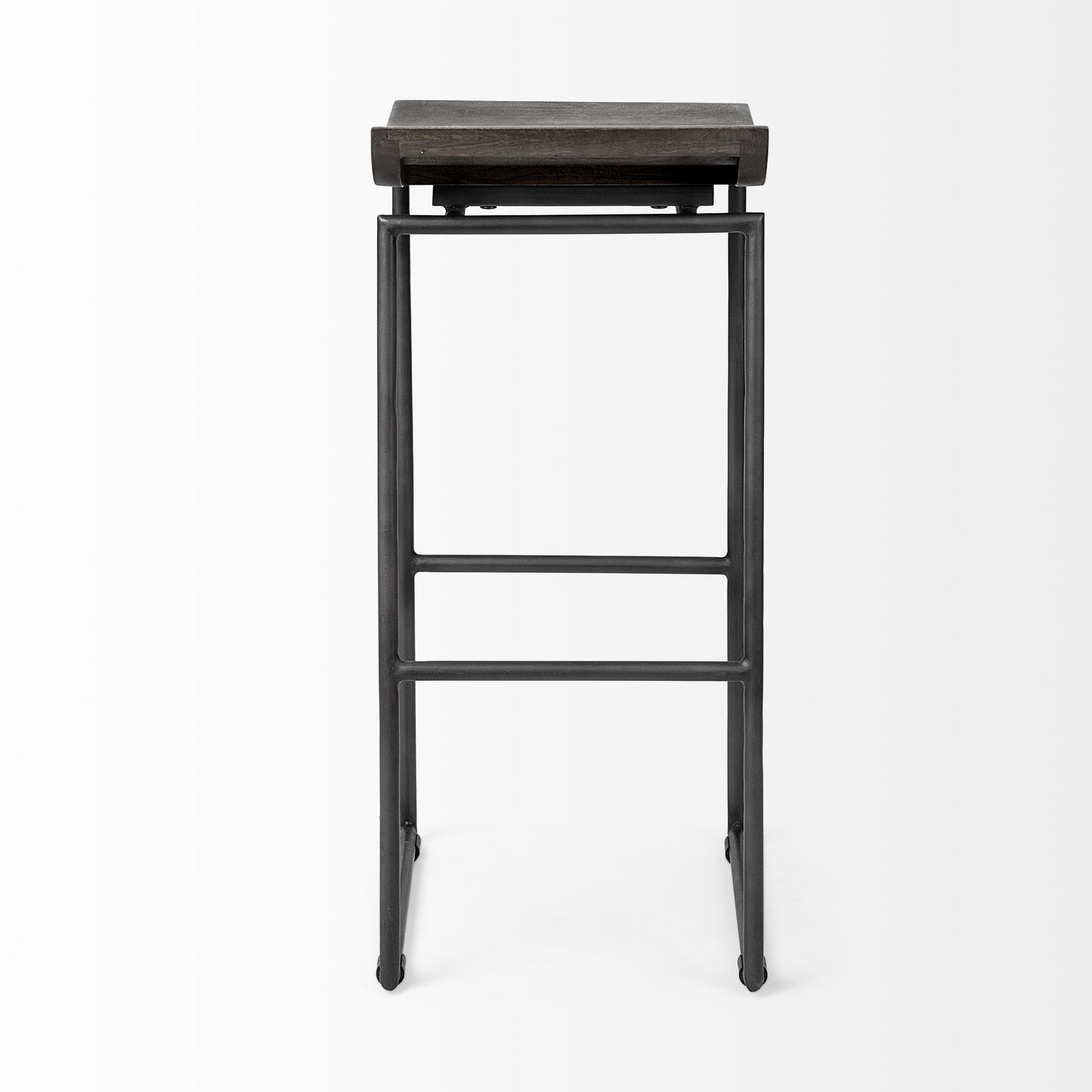 Givens Wood Seat Bar Counter Stool Black Wood | Black Metal | Bar - bar-stools