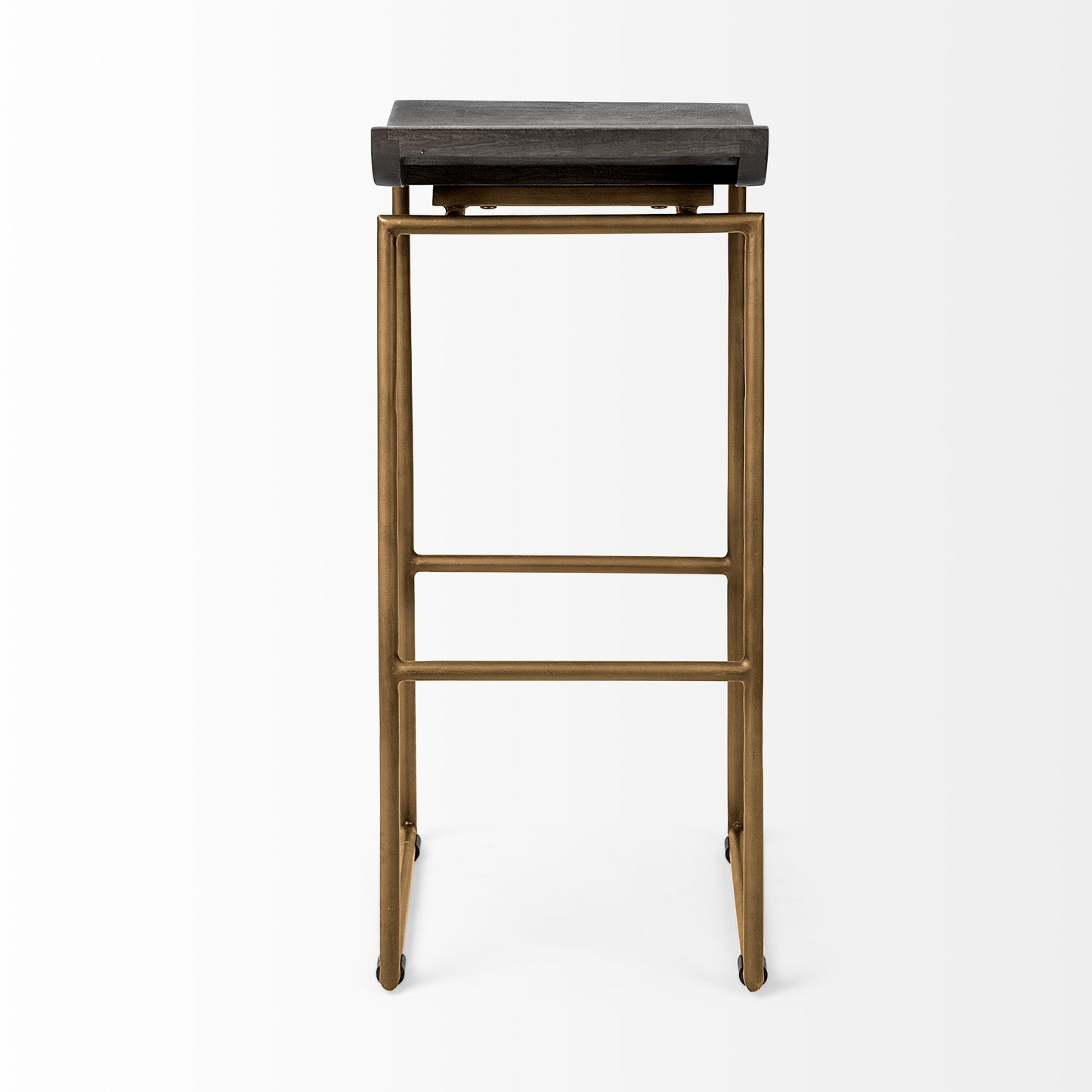 Givens Wood Seat Bar Counter Stool Brown Wood | Gold Metal | Bar - bar-stools
