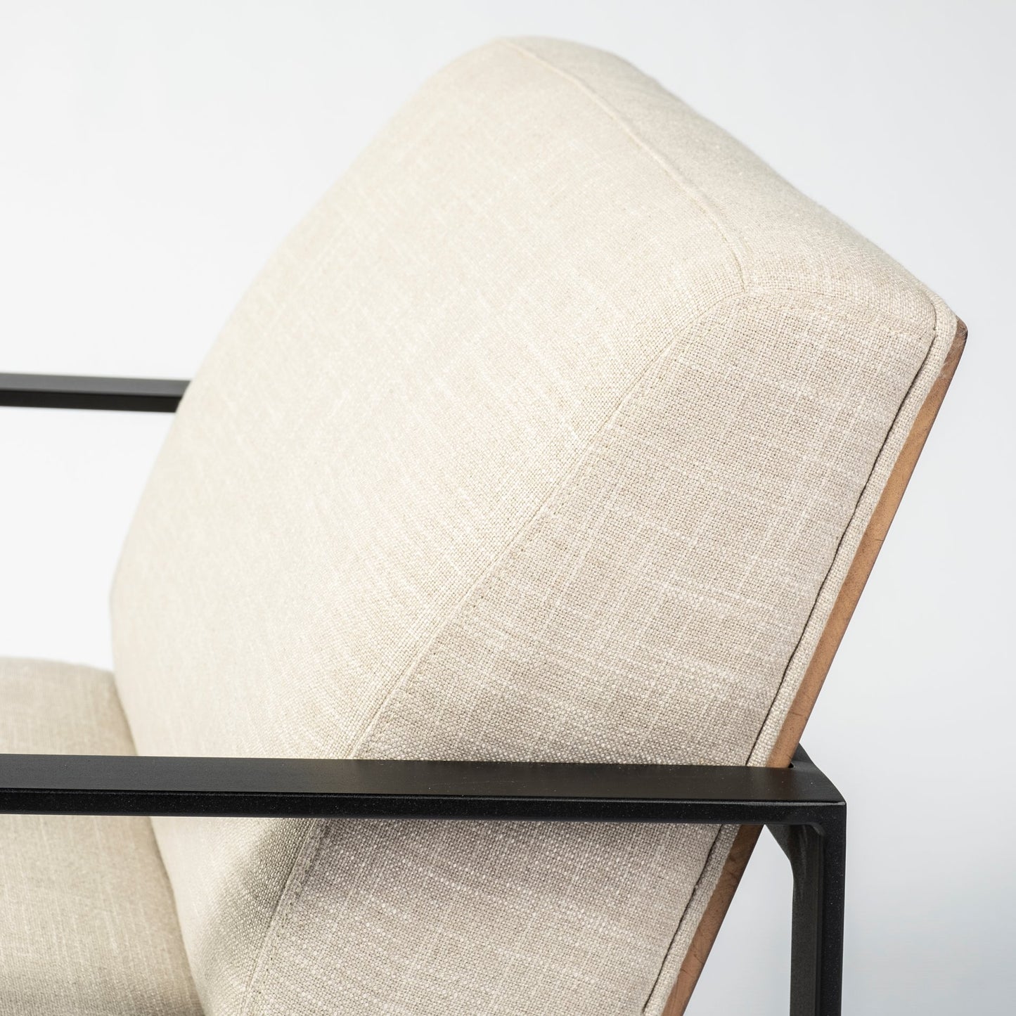 Stamford Accent Chair Beige Fabric | Black Metal - accent-chairs