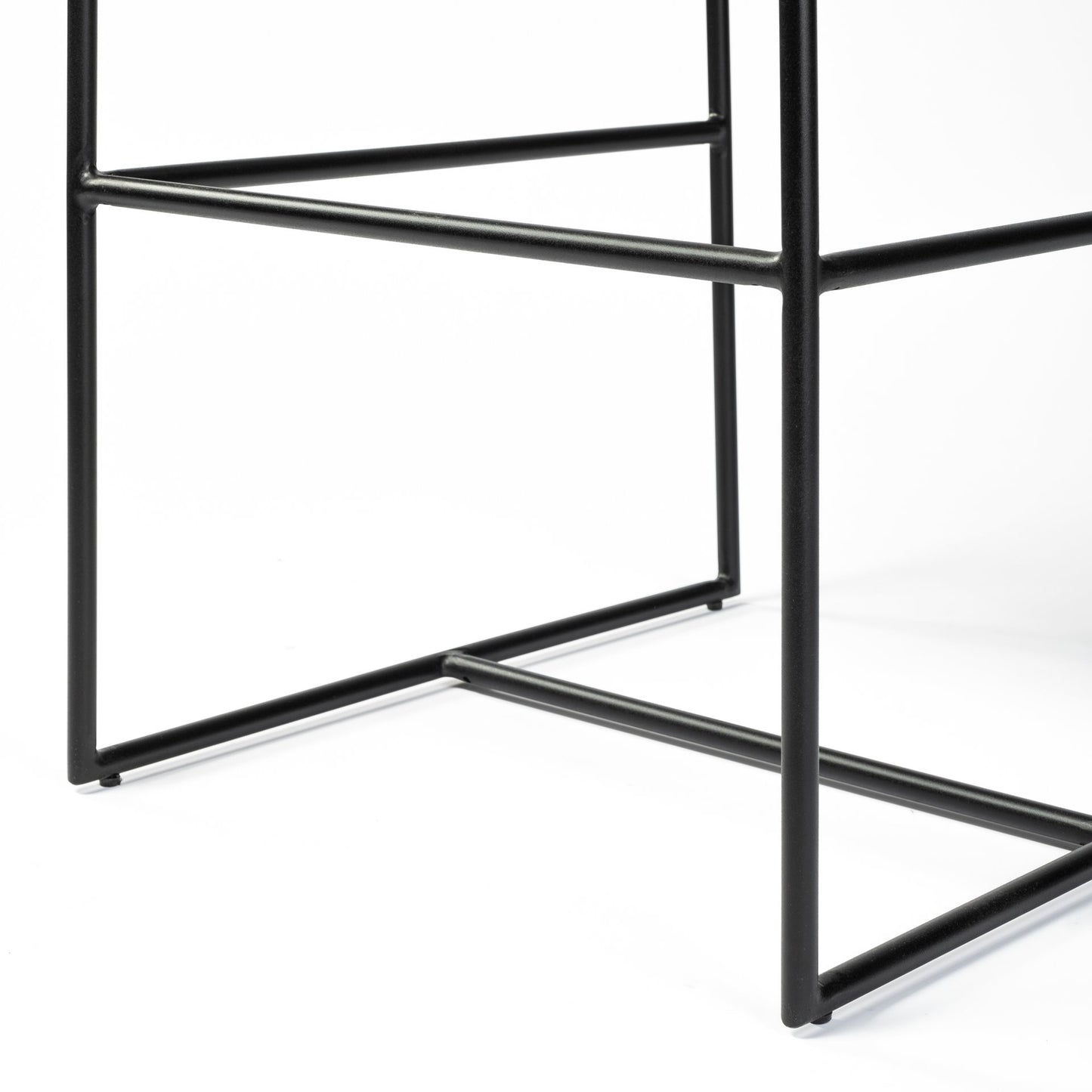 Stamford 40" Total Height Black Leather Seat w/ Wood Back, Metal Frame Bar Stool