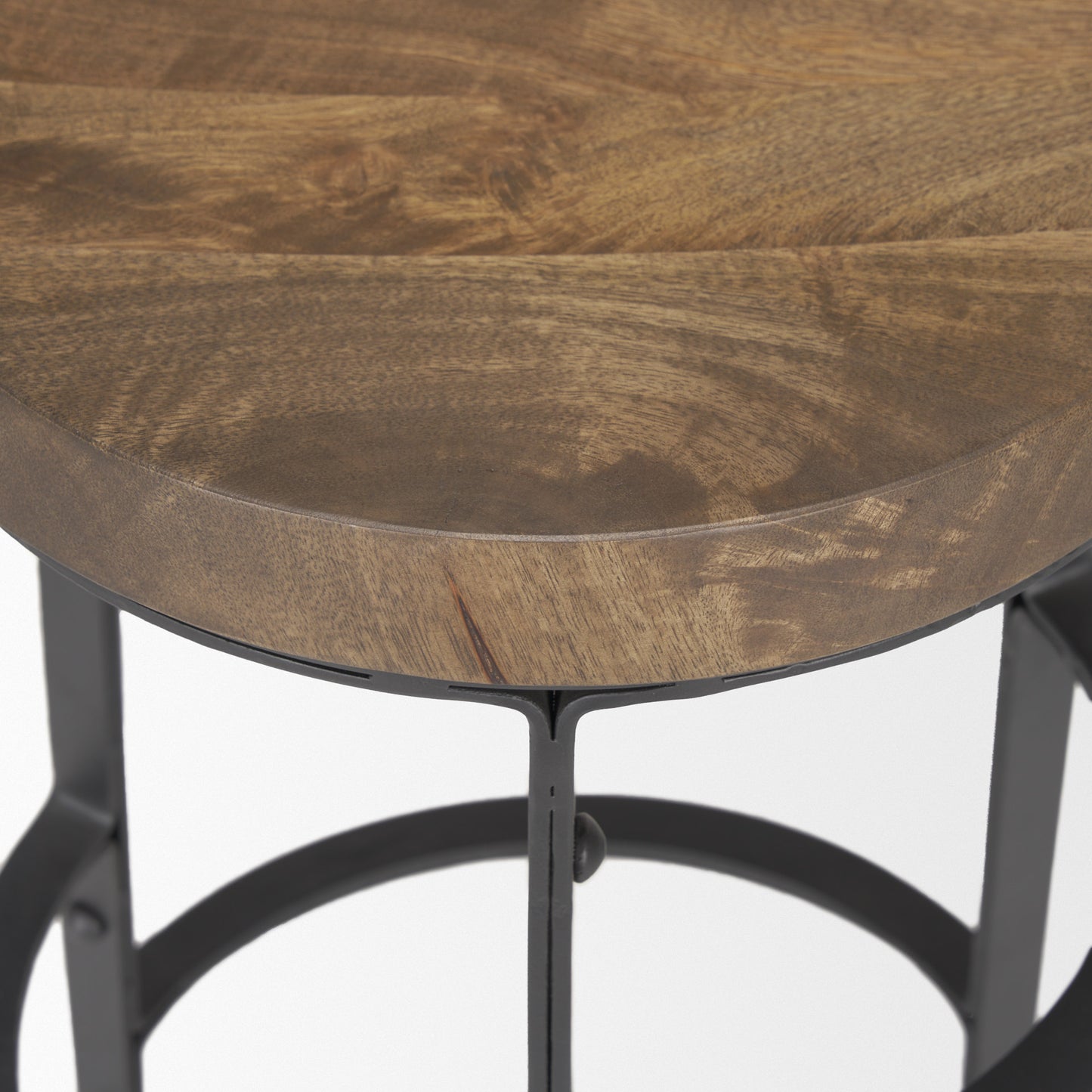 Neo Wood Seat Bar Counter Stool Brown Wood | Black Metal - bar-stools