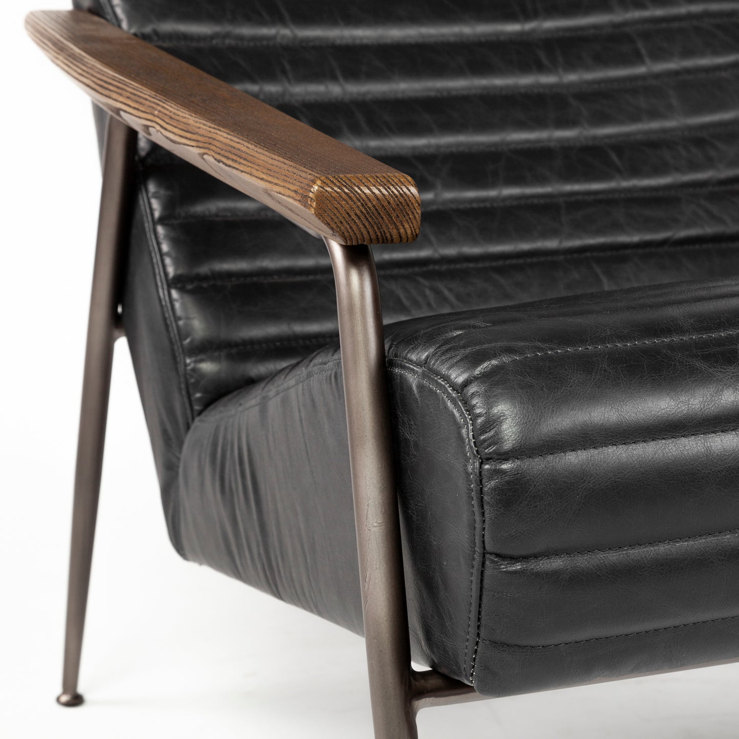 Grosjean Accent Chair Black Leather | Bronze Metal - accent-chairs