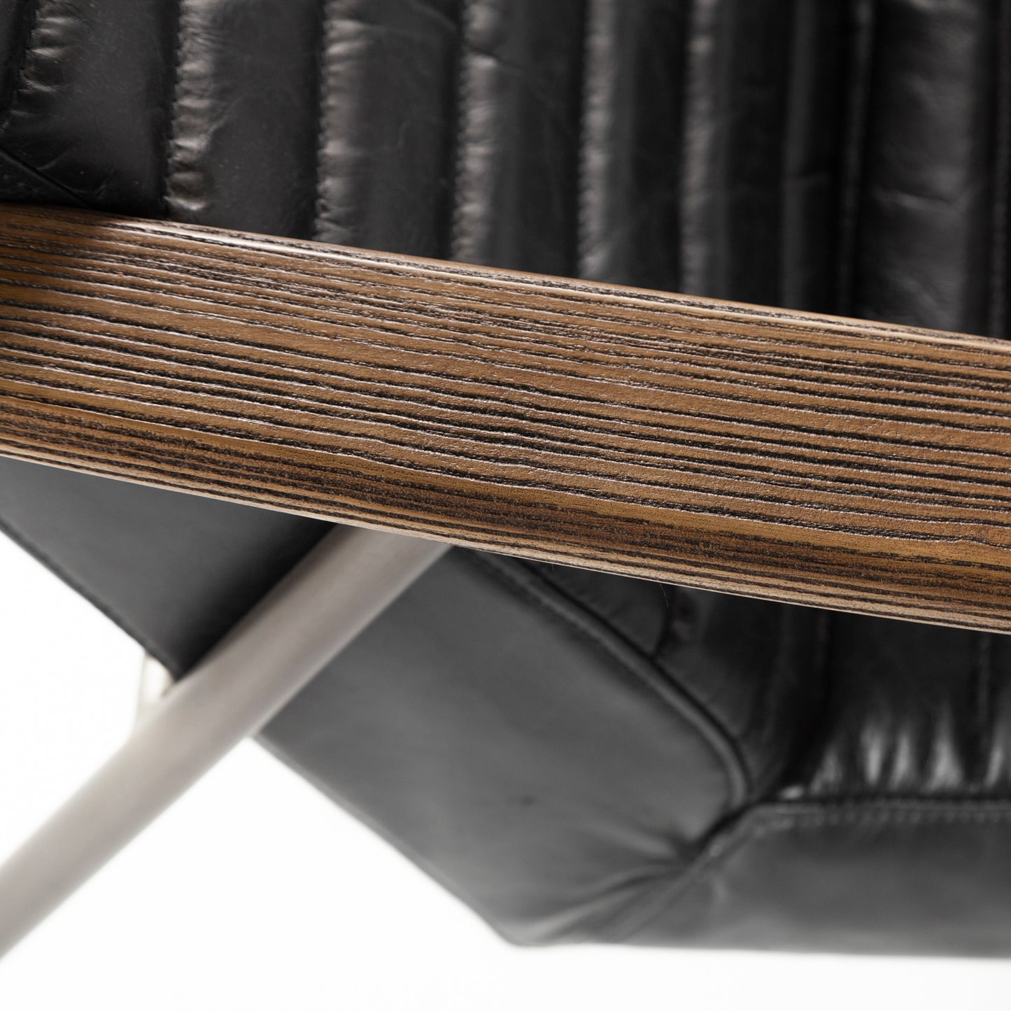 Grosjean Accent Chair Black Leather | Bronze Metal - accent-chairs