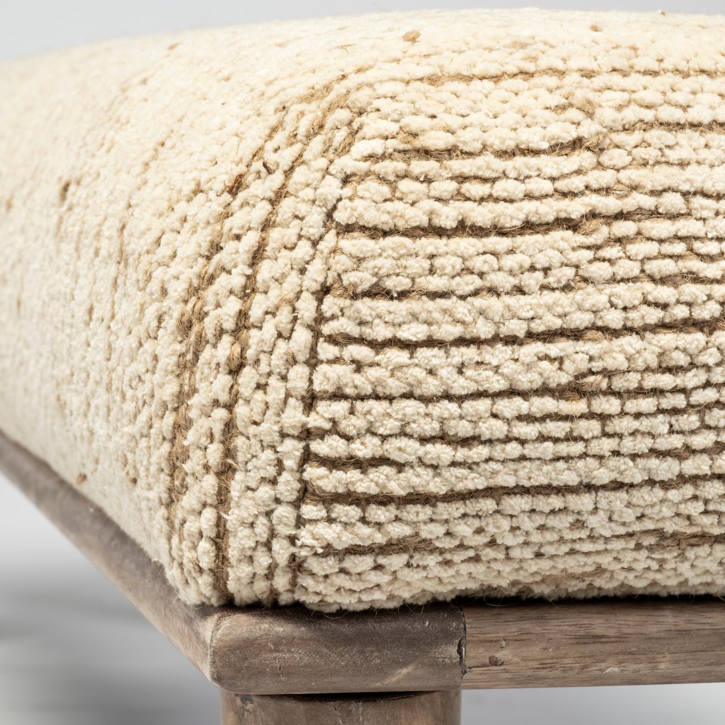 Alder Rectangle Bench Cream Fabric | Brown Wood - benches