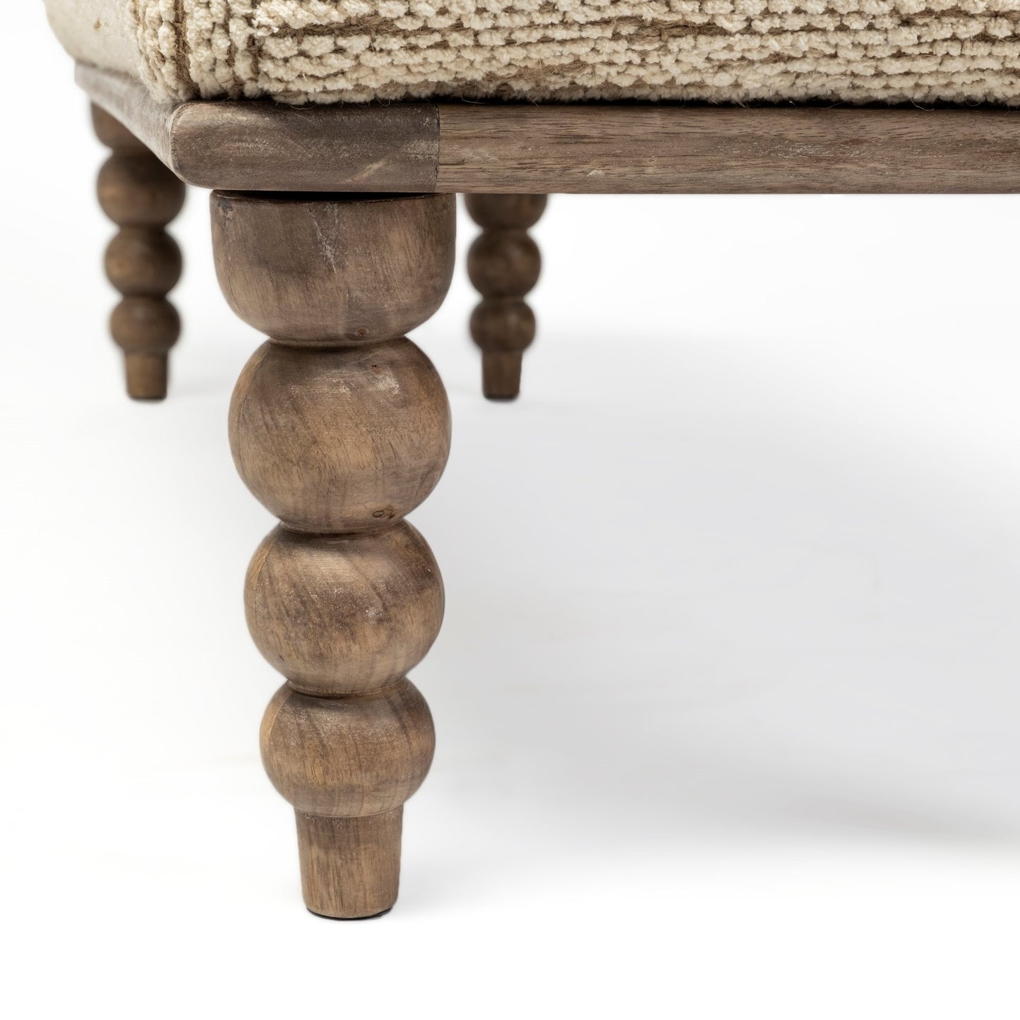 Alder Rectangle Bench Cream Fabric | Brown Wood - benches