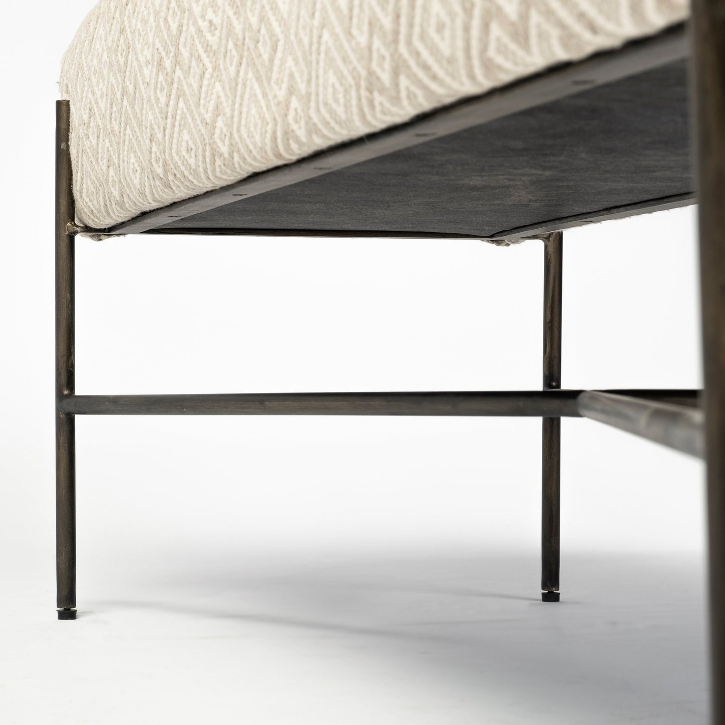 Avery II 55L x 17W Off White Upholstered Seat With Metal Base Accent Bench