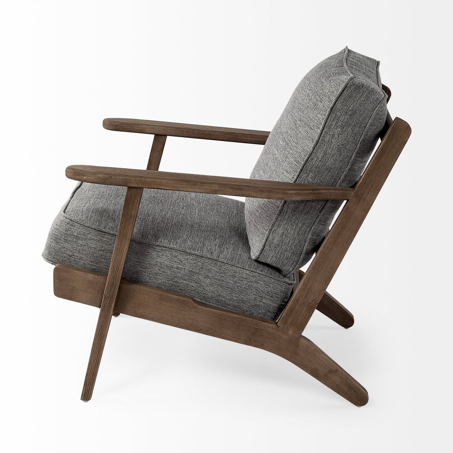 Olympus Accent Chair Castlerock Gray Fabric | Brown Wood - accent-chairs