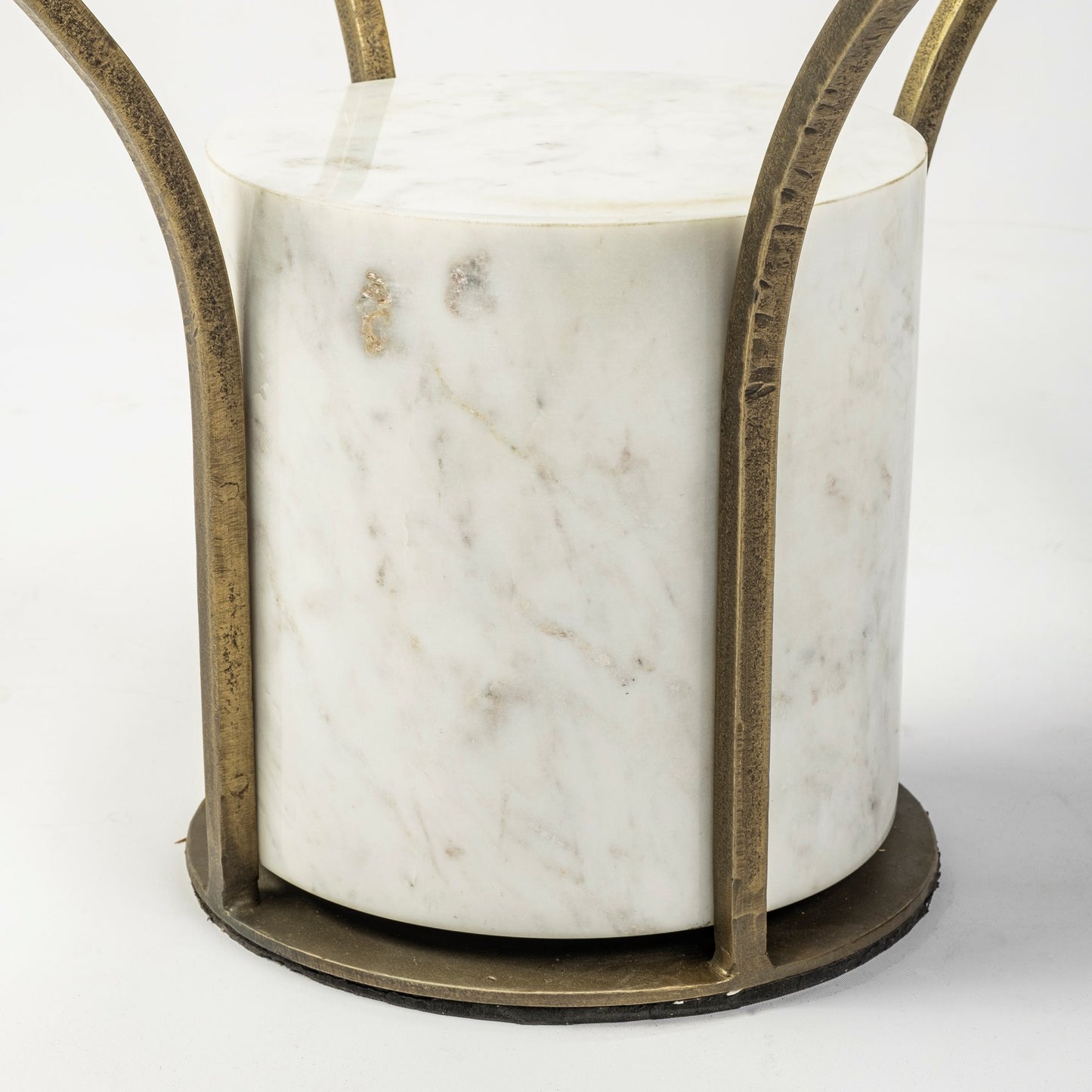 Jacinta 36" Round Glass Top Metal and Marble Pedestal Coffee Table