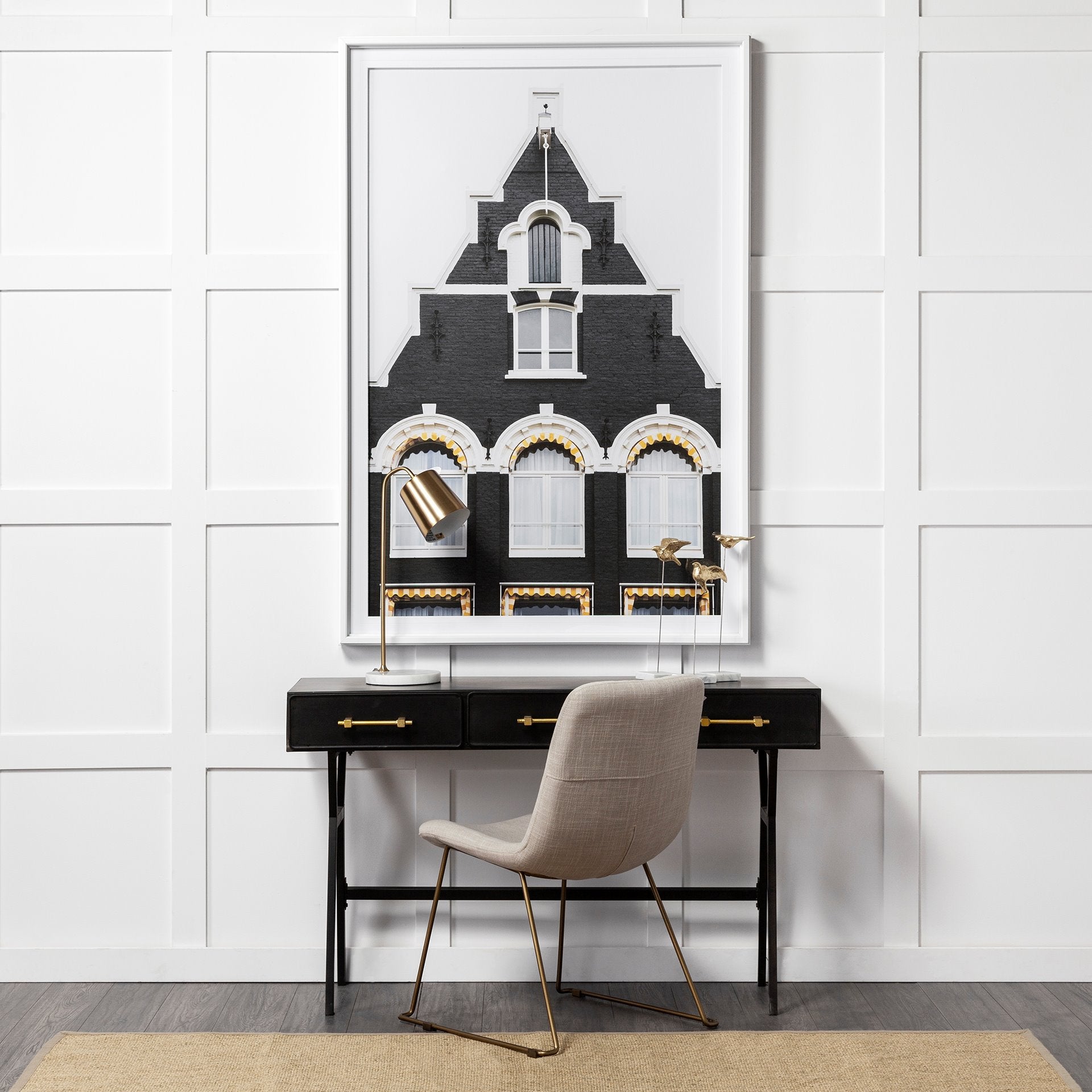 Vince Office Desk Black Metal | Gold - office