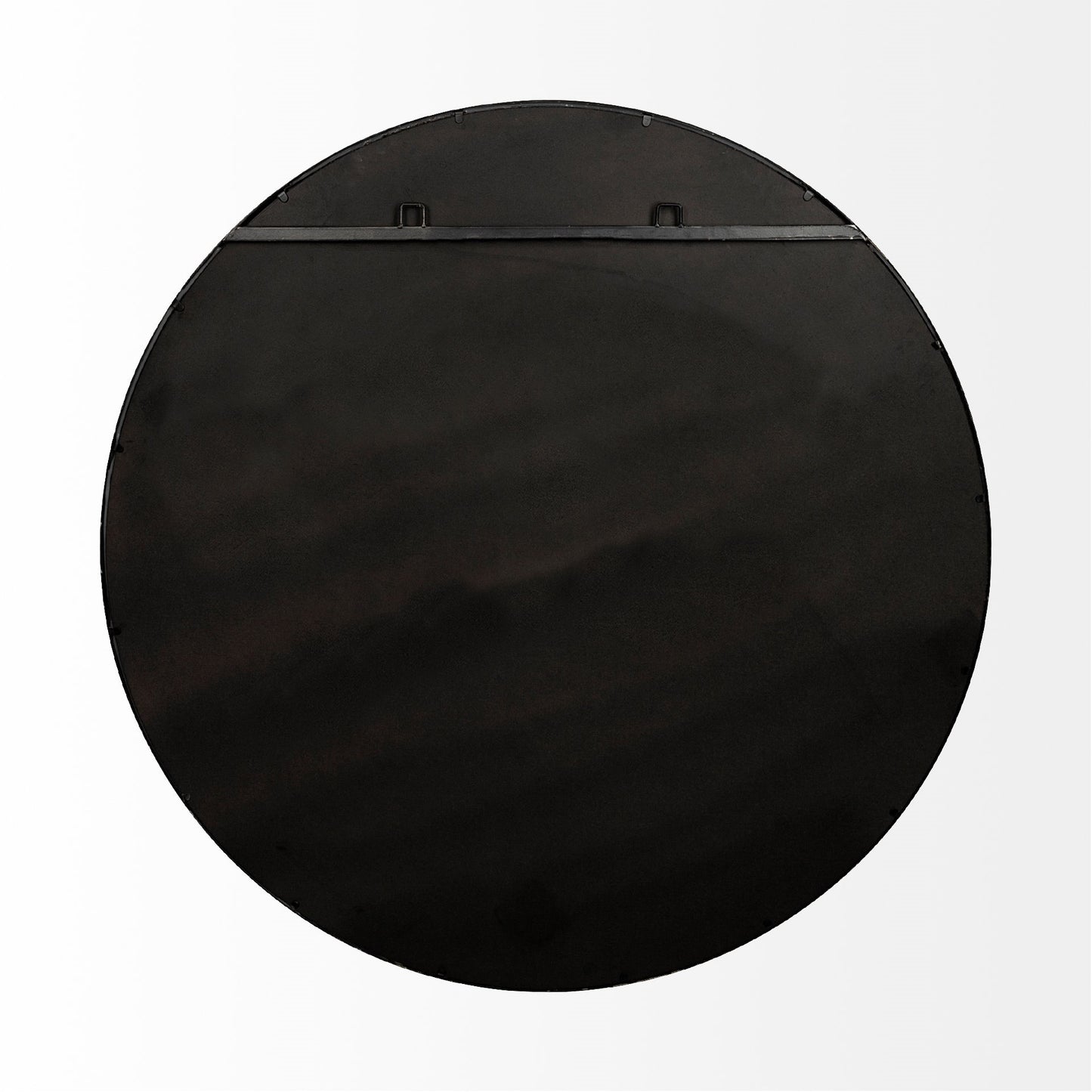 Piper 47.2L x 1.0W x 47.2H Large Black Metal Round Wall Mirror
